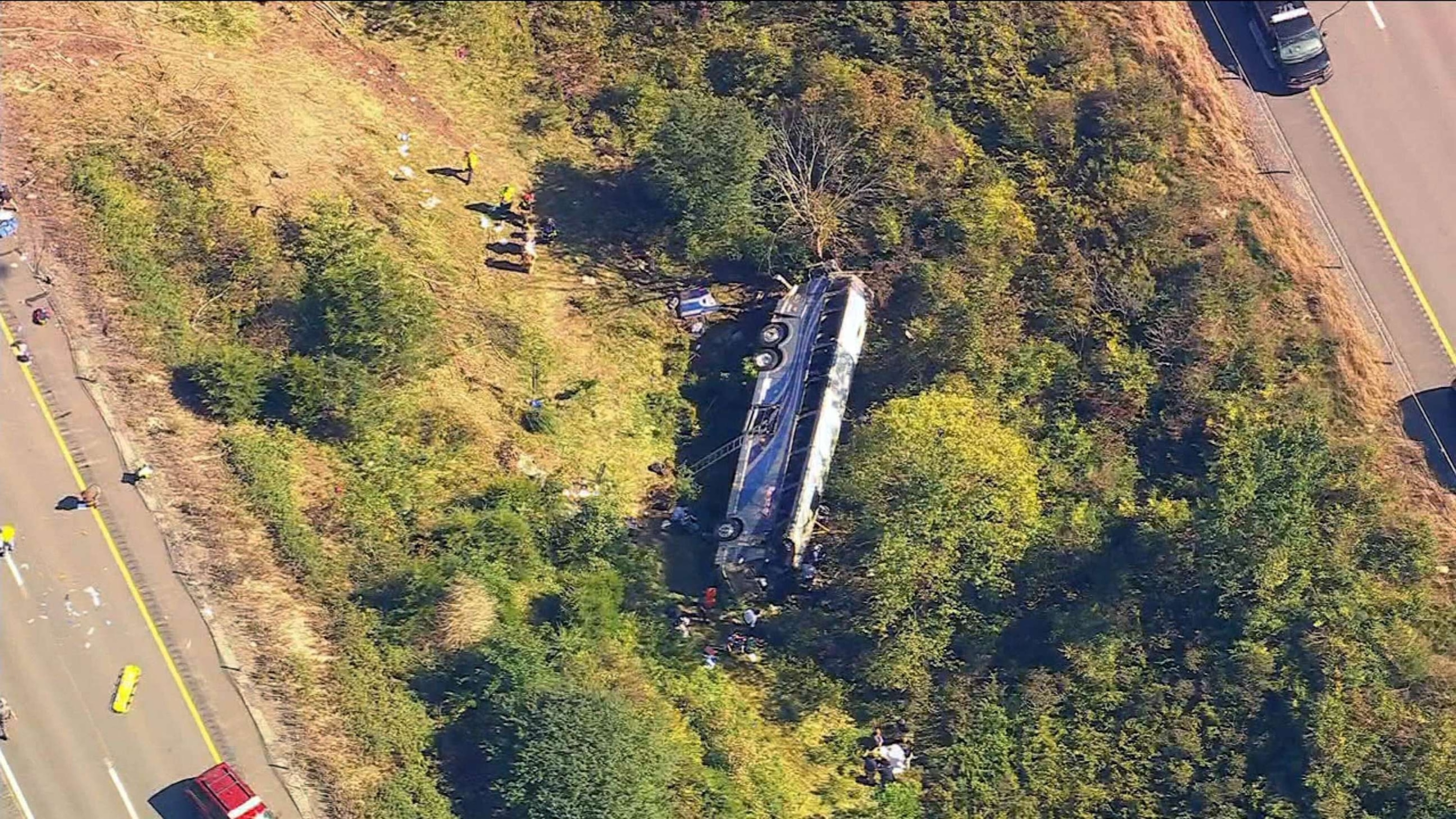 PHOTO: A bus rolled over and crashed in Orange County, New York