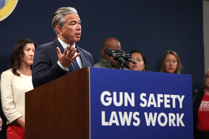 SACRAMENTO, CALIFORNIA - FEBRUARY 01: California Attorney General Rob Bonta speaks during a press conference on February 01, 2023 in Sacramento, California. California Gov. Gavin Newsom, state Attorney General Rob Bonta, state Senator Anthony Portantino (D-Burbank) and other state leaders announced SB2 - a new gun safety legislation that would establish stricter standards for Concealed Carry Weapon (CCW) permits to carry a firearm in public. The bill designates "sensitive areas," like bars, amusement parks and child daycare centers where guns would not be allowed. (Photo by Justin Sullivan/Getty Images)