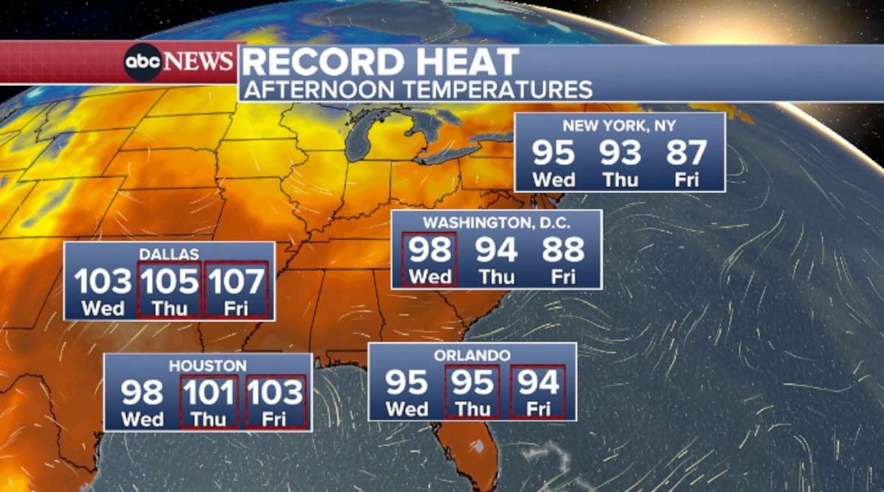 PHOTO: Record heat weather map.