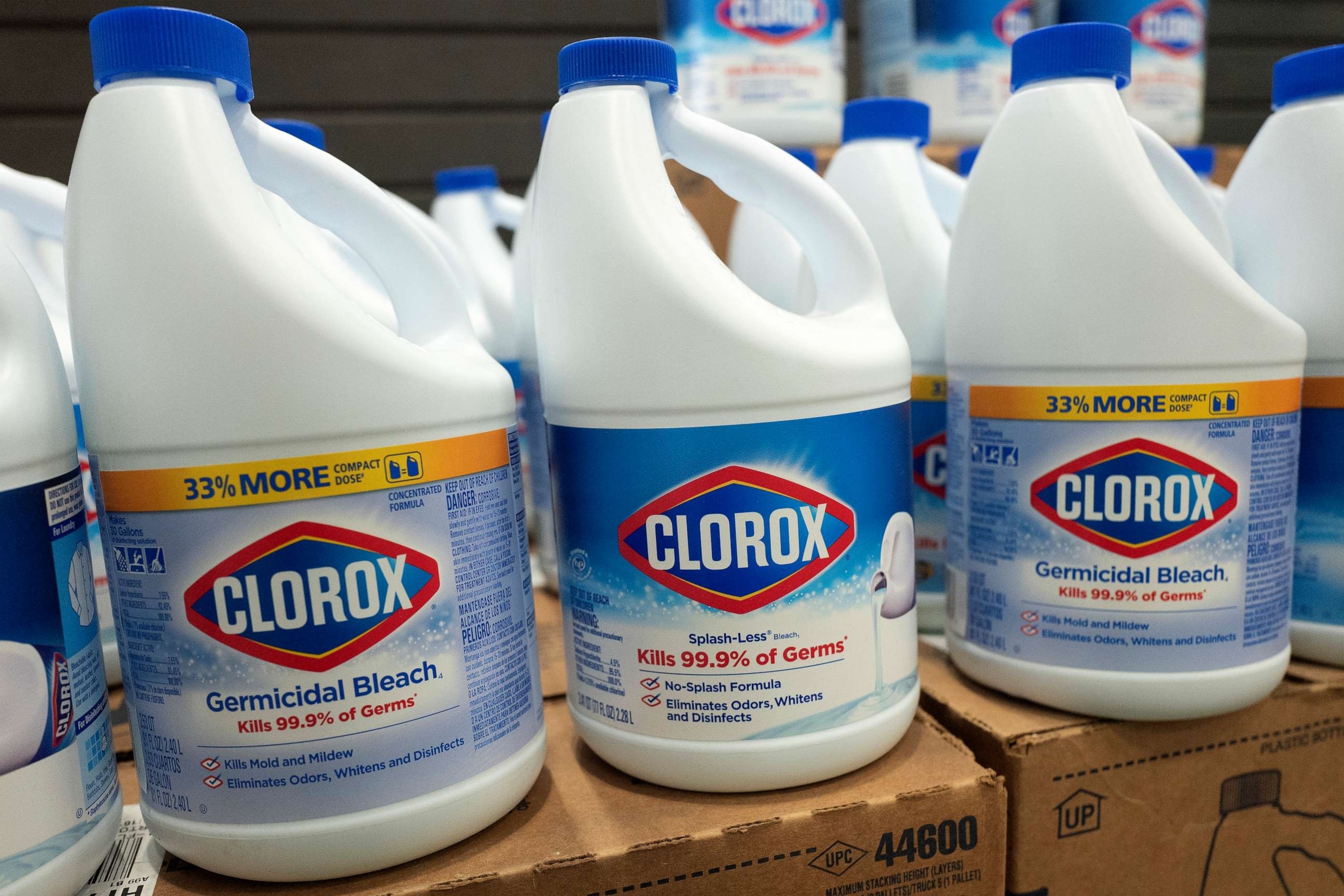 PHOTO: Clorox bleach is displayed, April 21, 2021 in a New York store.