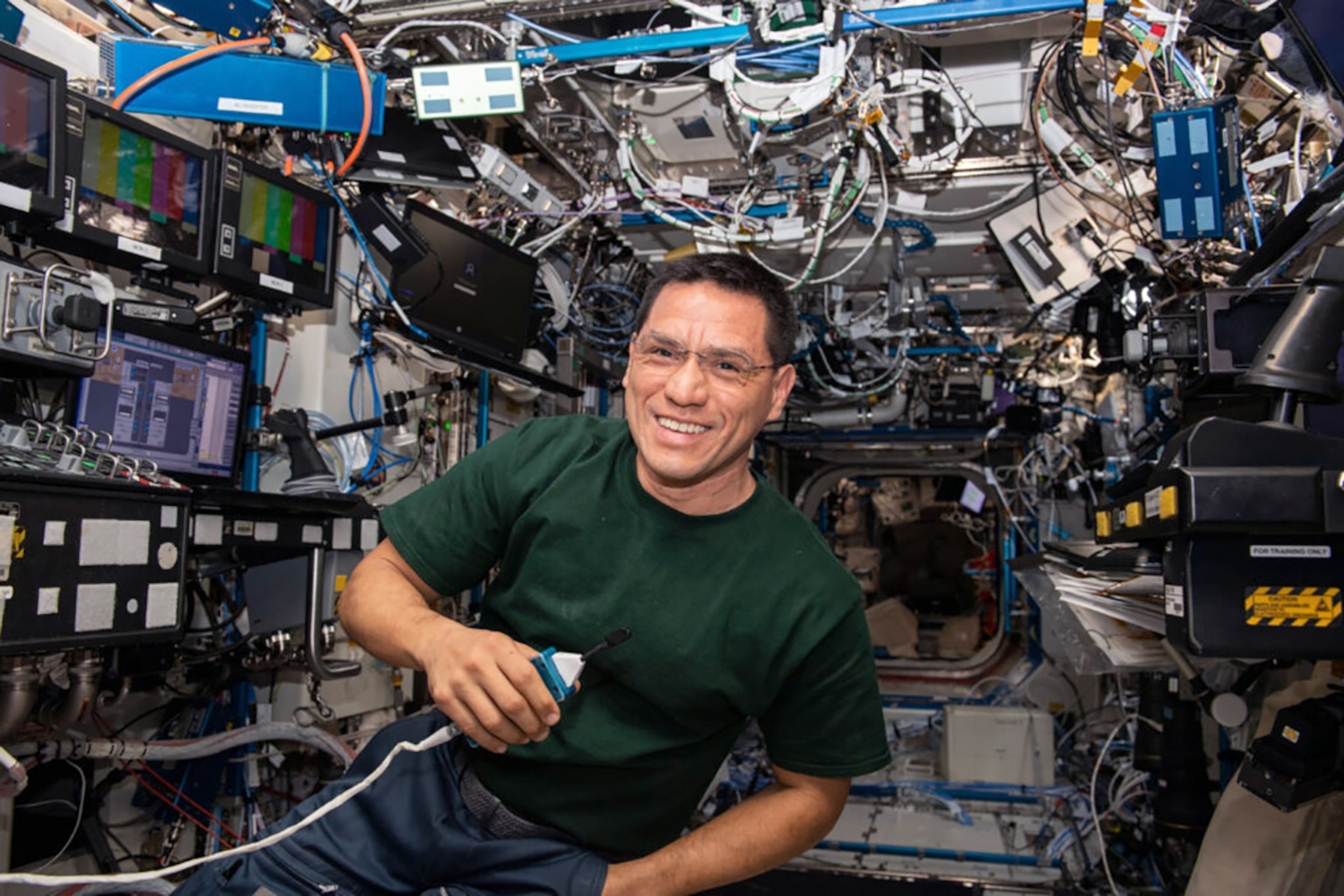 PHOTO: NASA astronaut and Expedition 68 Flight Engineer Frank Rubio inside the International Space Station’s U.S. Destiny laboratory module.