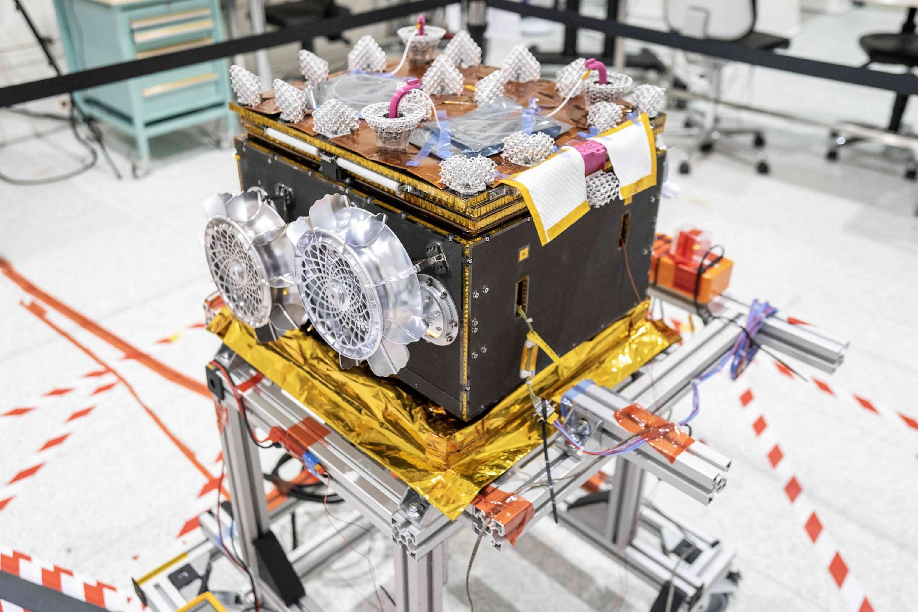 PHOTO: This photograph taken Sept. 7, 2023, shows the IDEFIX rover during its presentation as part of the Japan Aerospace Exploration Agency's Martian Moons exploration (MMX) mission at the French National Centre for Space Studies (CNES) in Toulouse.