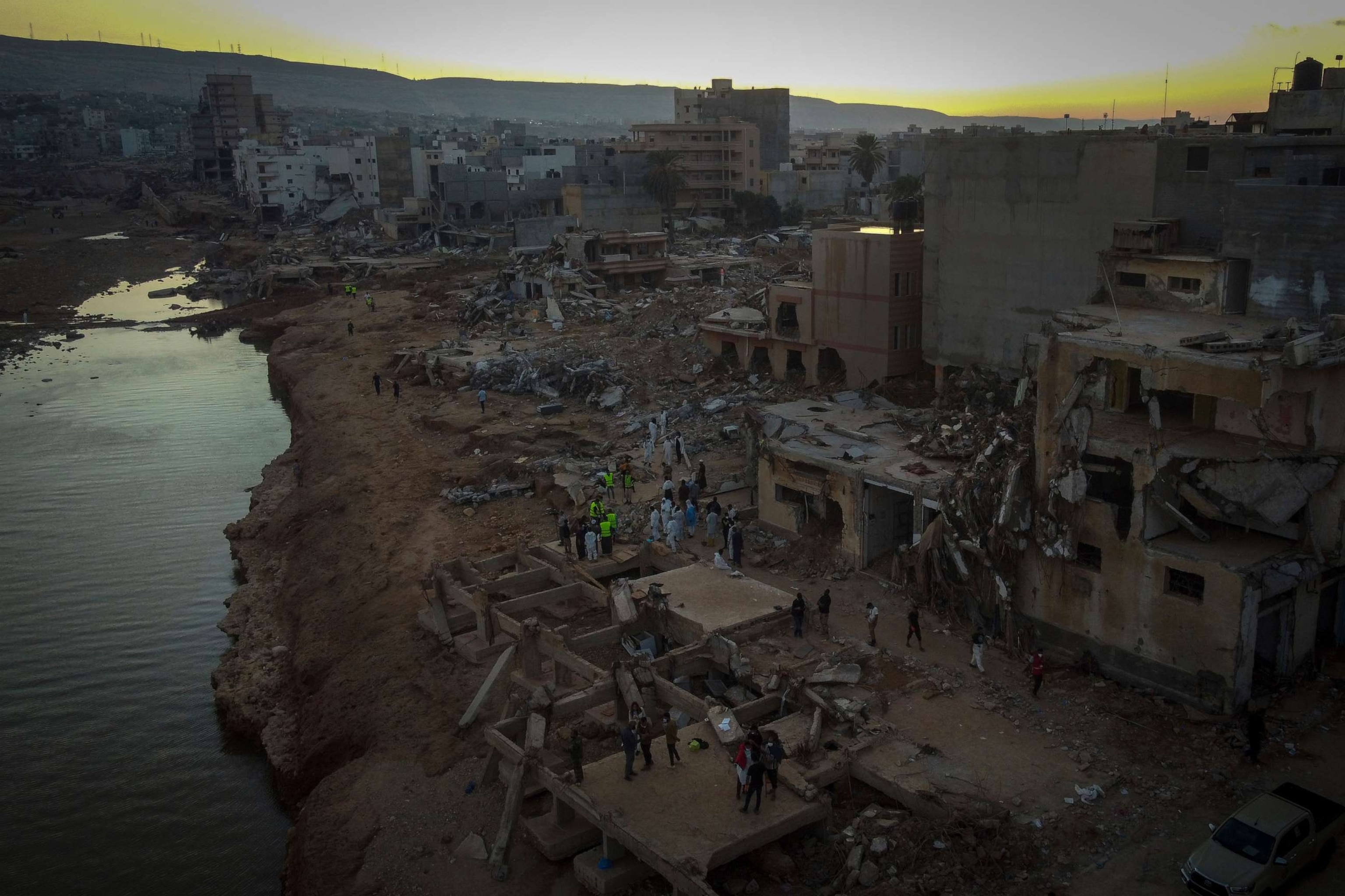 PHOTO: People search for flood victims in Derna, Libya, Friday, Sept. 15, 2023.