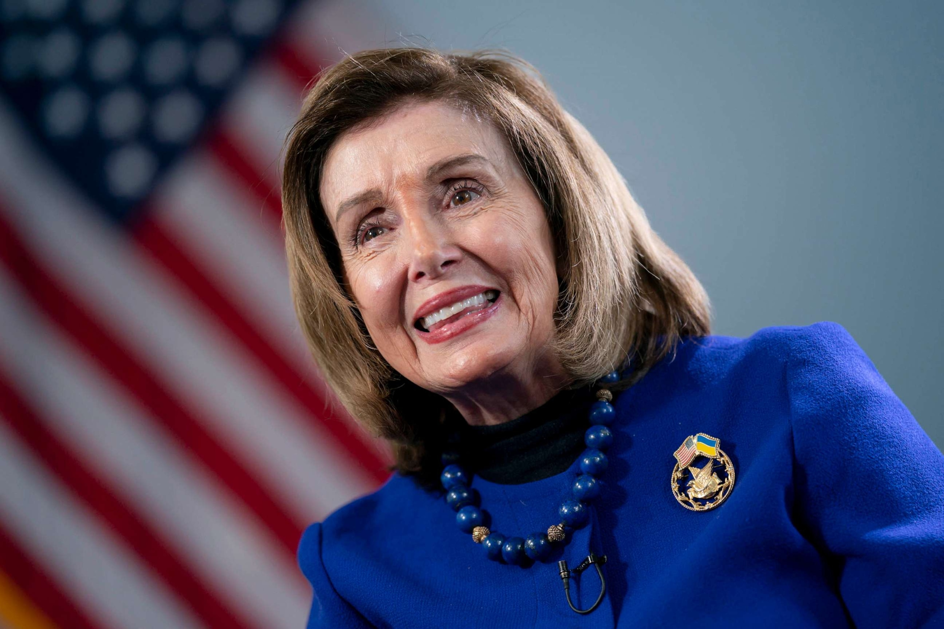 PHOTO: FILE - Former House Speaker Nancy Pelosi talks at the Capitol in Washington, April 19, 2023.