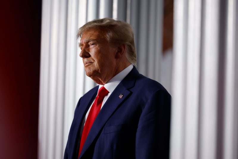 BEDMINSTER, NEW JERSEY - JUNE 13: Former U.S. President Donald Trump delivers remarks outside the clubhouse at the Trump National Golf Club on June 13, 2023 in Bedminster, New Jersey. Earlier in the day, Trump was arraigned in federal court in Miami on 37 felony charges, including illegally retaining defense secrets and obstructing the government’s efforts to reclaim the classified documents. (Photo by Chip Somodevilla/Getty Images)