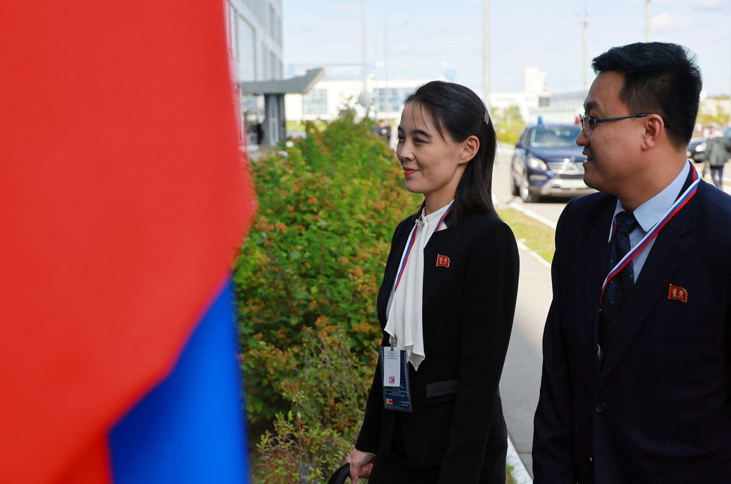 PHOTO: Kim Yo Jong, sister of North Korea's leader Kim Jong Un, arrives at the Vostochny Cosmodrome before a meeting of Russia's President Vladimir Putin with North Korea's leader Kim Jong Un, in the far eastern Amur region, Russia, Sept. 13, 2023.