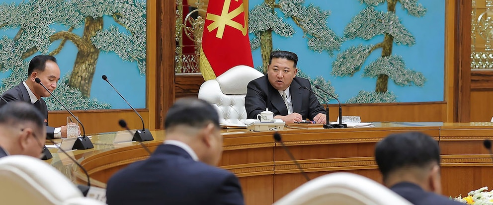 In this photo provided by the North Korean government, North Korea leader Kim Jong Un, center, attends a Politburo meeting in Pyongyang, North Korea Wednesday, Sept. 20, 2023. Independent journalists were not given access to cover the event depicted in this image distributed by the North Korean government. The content of this image is as provided and cannot be independently verified. (Korean Central News Agency/Korea News Service via AP)