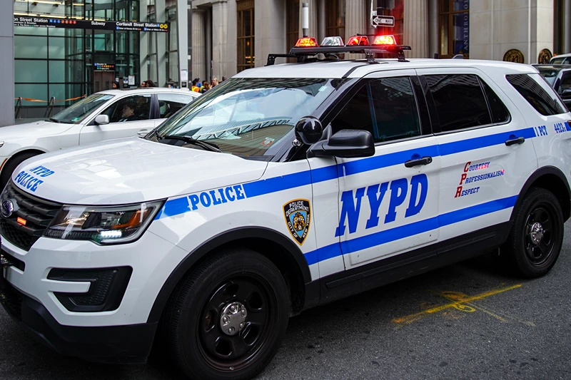 US-SECURITY-NEW YORK
New York Police Department (NYPD) officers patrol near Time Square on October 5, 2021 in New York. (Photo by Bryan R. Smith / AFP) (Photo by BRYAN R. SMITH/AFP via Getty Images)