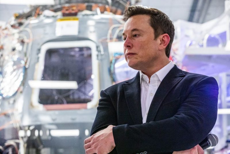 SpaceX founder Elon Musk addresses members of the media during a press conference announcing new developments of the Crew Dragon reusable spacecraft, at SpaceX headquarters in Hawthorne, California on October 10, 2019. (Photo by Philip Pacheco / AFP) (Photo by PHILIP PACHECO/AFP via Getty Images)