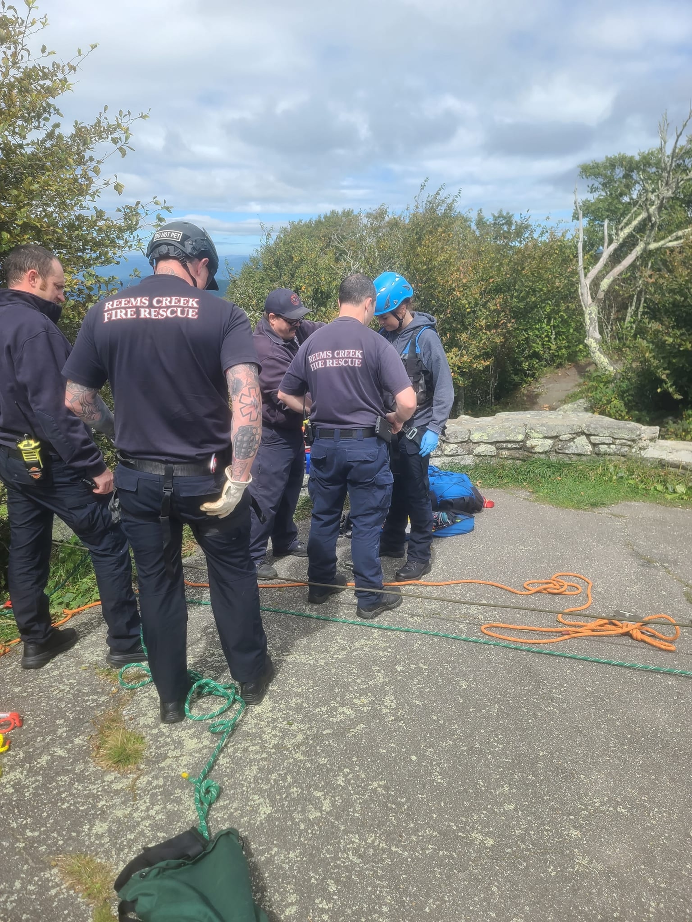 PHOTO: Reems Creek Firefighters respond to a fatal fall from a cliff on the Blue Ridge Parkway on Sept. 23, 2023.