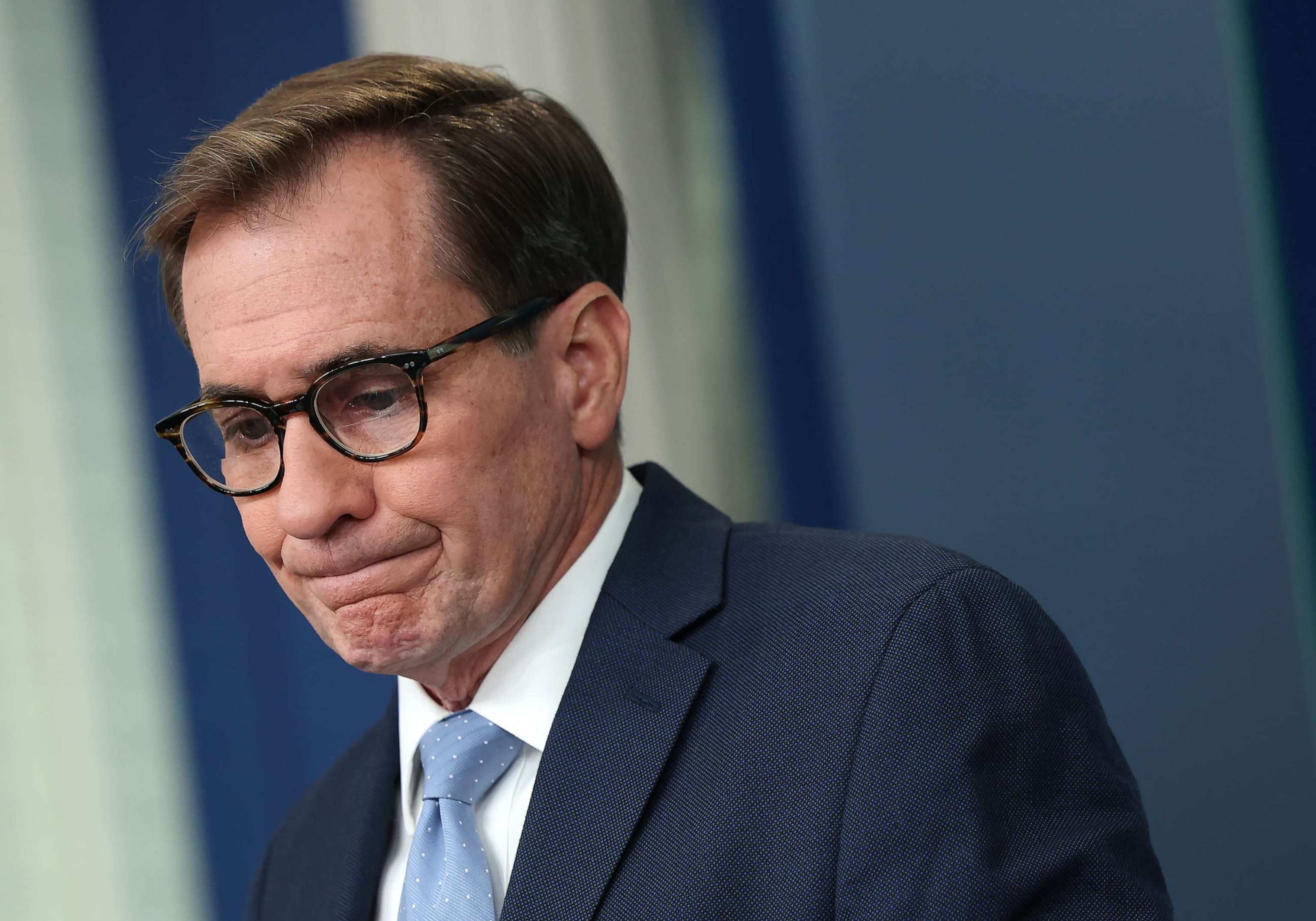 PHOTO: John Kirby, Coordinator for Strategic Communications at the National Security Council in the White House, speaks during the daily press briefing at the White House, Oct. 03, 2023.