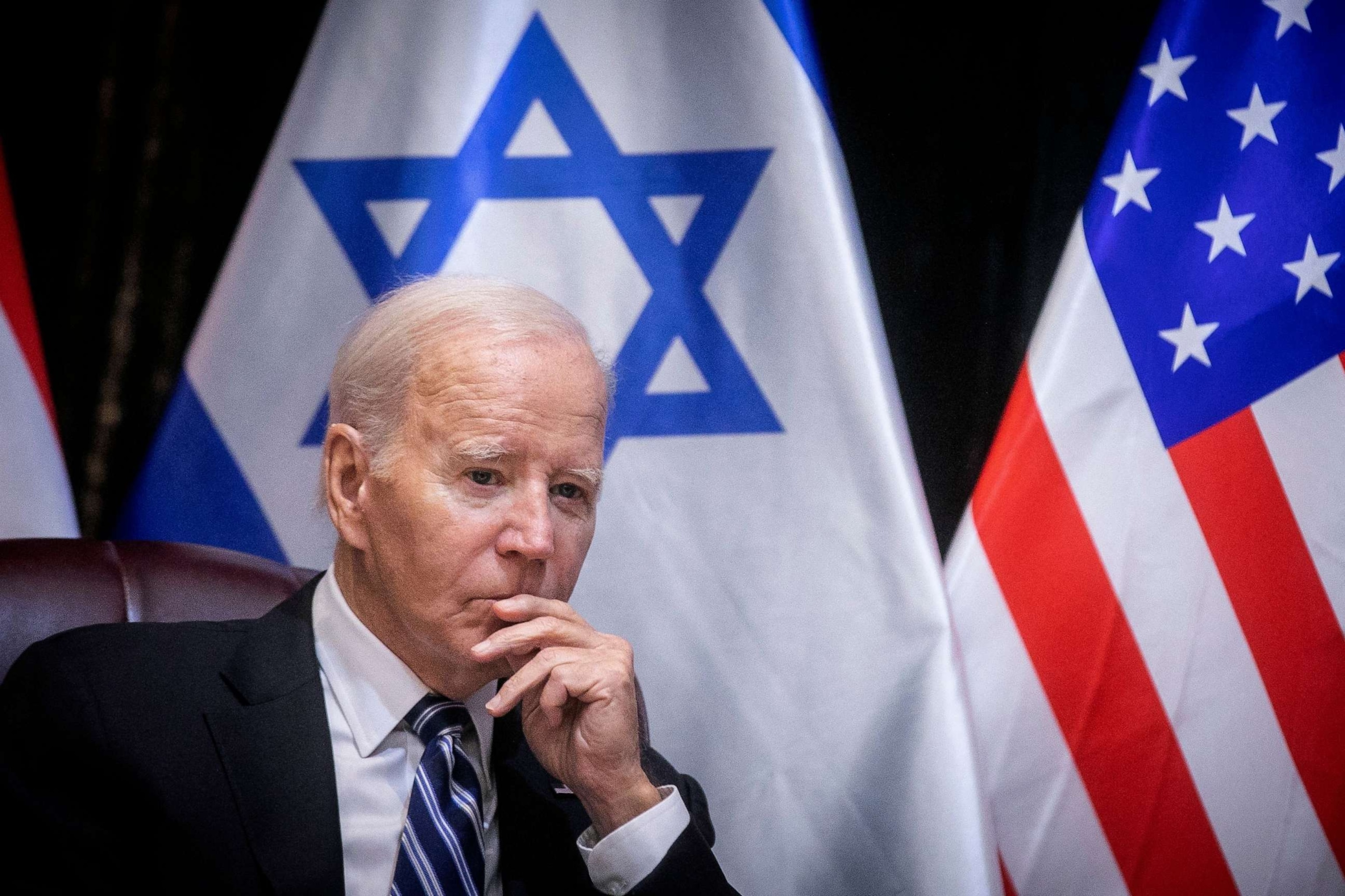 PHOTO: President Joe Biden joins Israel's Prime Minister for the start of the Israeli war cabinet meeting, in Tel Aviv, Oct. 18, 2023.