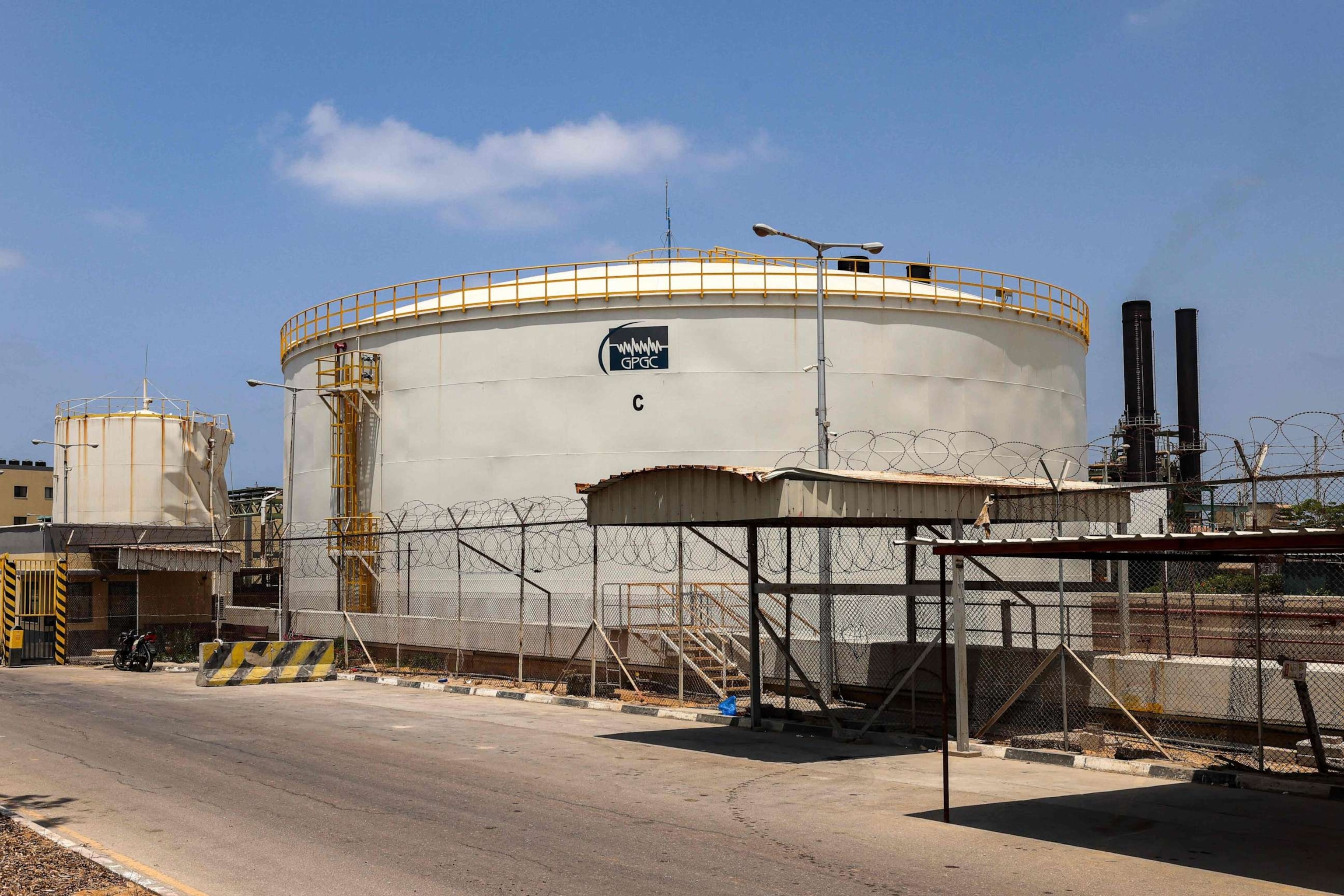 PHOTO: A fuel silo at the Nuseirat natural gas power station, the sole plant operating in the Palestinian Gaza Strip, August 6, 2022.