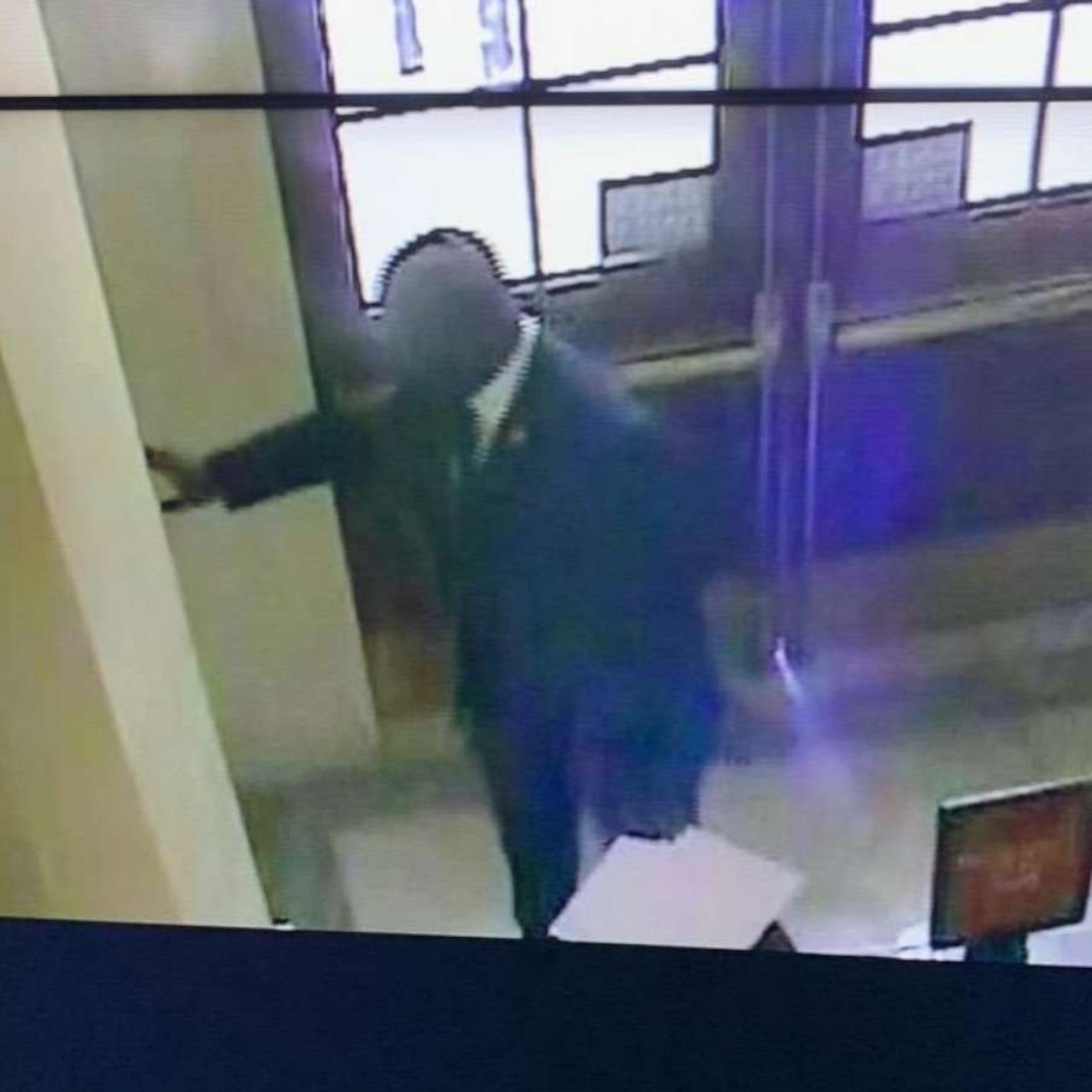 PHOTO: ABC News obtained a screenshot of a Capitol security video showing Rep. Jamaal Bowman, D-N.Y., pulling the fire alarm on Sept. 30, 2023.