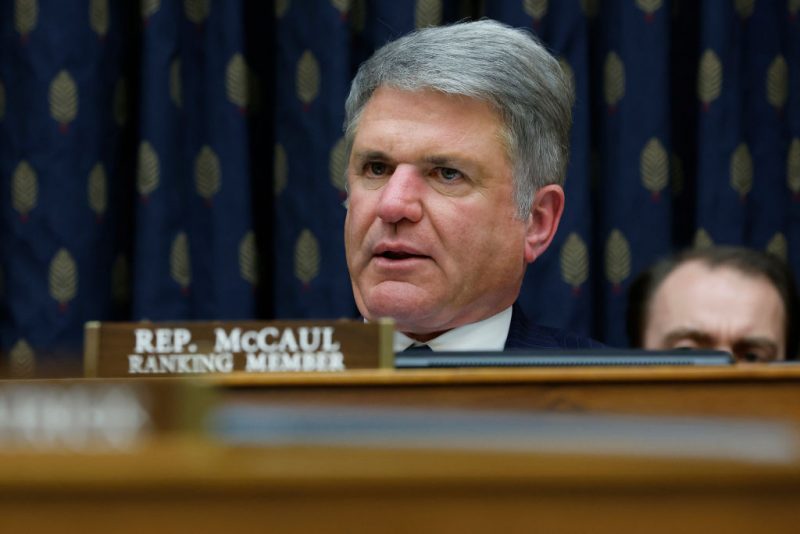 WASHINGTON, DC - APRIL 28: House Foreign Affairs Committee ranking member Rep. Mike McCaul (R-TX) questions U.S. Secretary of State Antony Blinken during a hearing the about the State Department's FY2023 budget request in the Rayburn House Office Building on Capitol Hill on April 28, 2022 in Washington, DC. Blinken recently traveled to Ukraine with Defense Secretary Lloyd Austin to meet with President Volodymyr Zelenskyy and other leaders as that country continues to defend itself against a military invasion by Russia. (Photo by Chip Somodevilla/Getty Images)