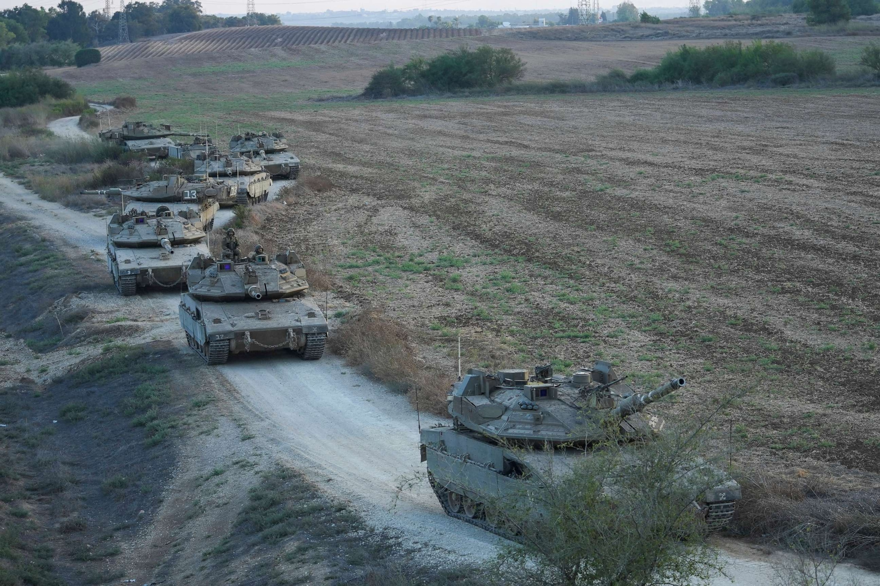 PHOTO: Israeli tanks move near the Israeli Gaza border, Israel, Oct. 11, 2023.