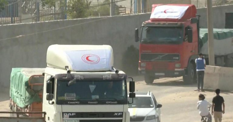 First humanitarian aid trucks allowed into Gaza