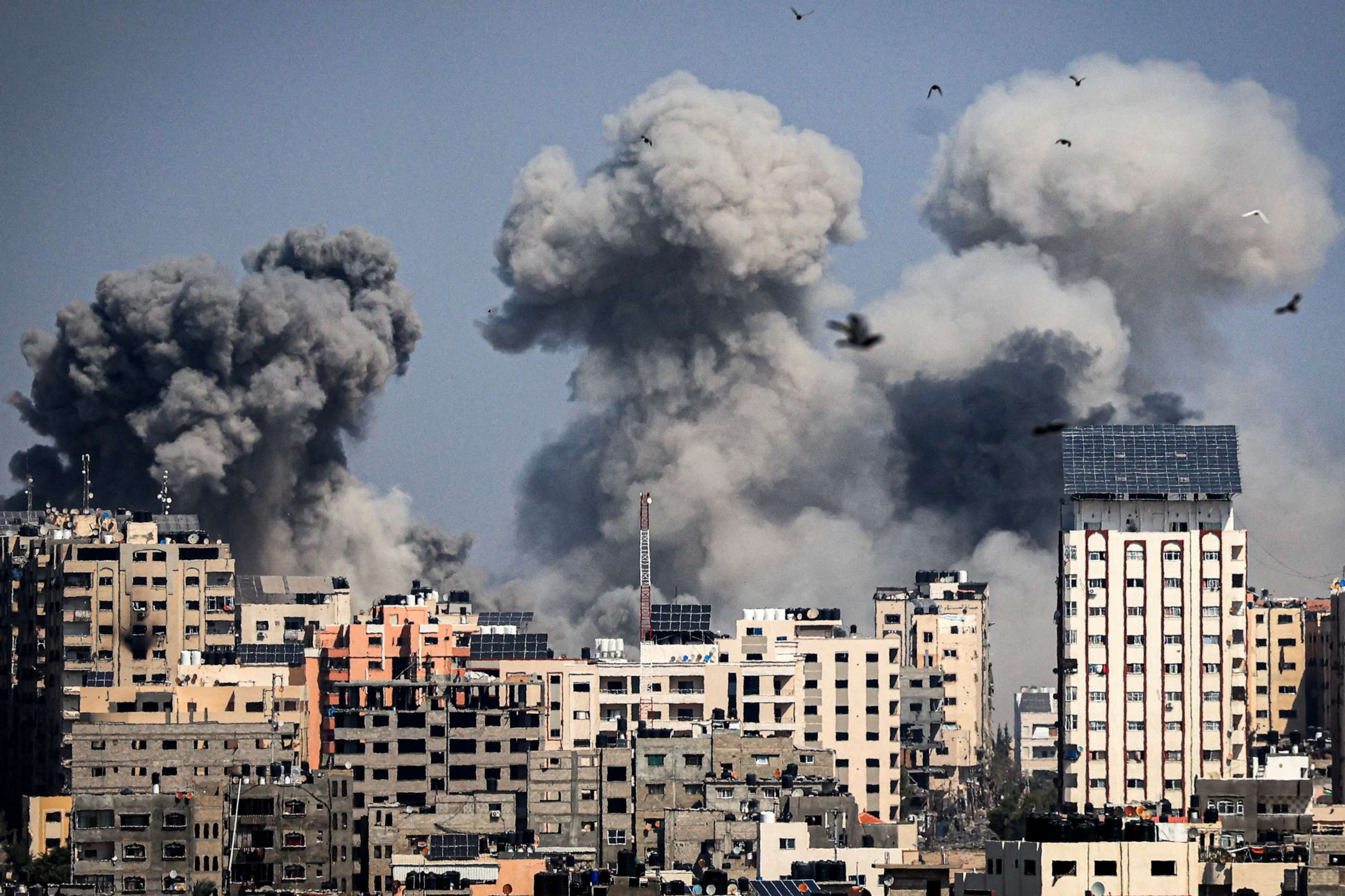 PHOTO: Smoke plumes billow during Israeli air strikes in Gaza City on Oct. 12, 2023.