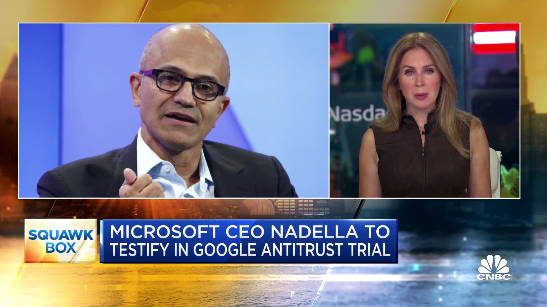 Microsoft CEO Nadella to testify in Google antitrust trial