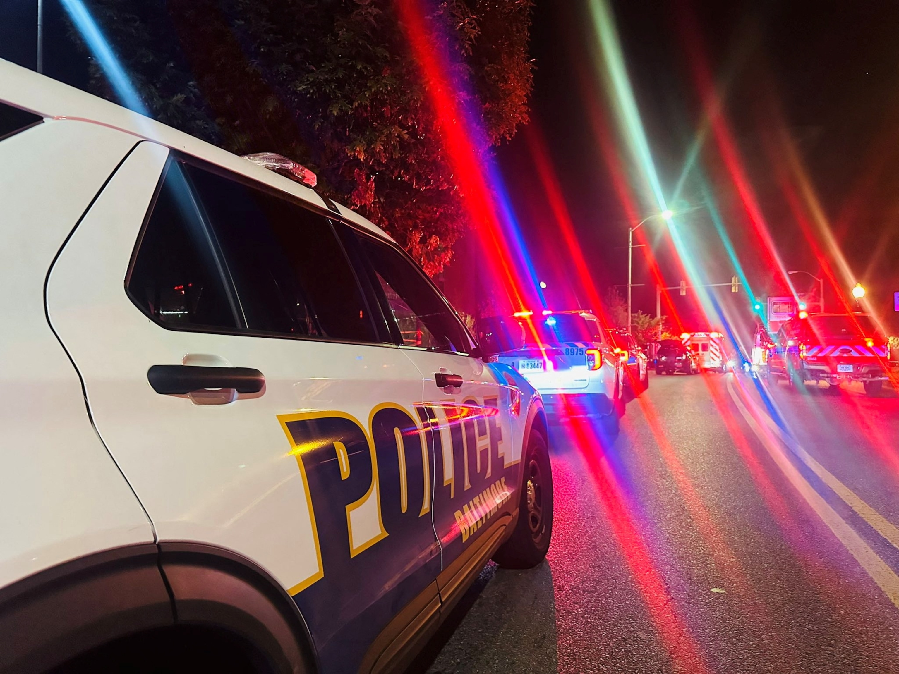 PHOTO: Police vehicles are seen following a shooting incident that happened in Morgan State University, Baltimore, Maryland, U.S., October 3, 2023. Baltimore Police via X/Handout via REUTERS THIS IMAGE HAS BEEN SUPPLIED BY A THIRD PARTY.