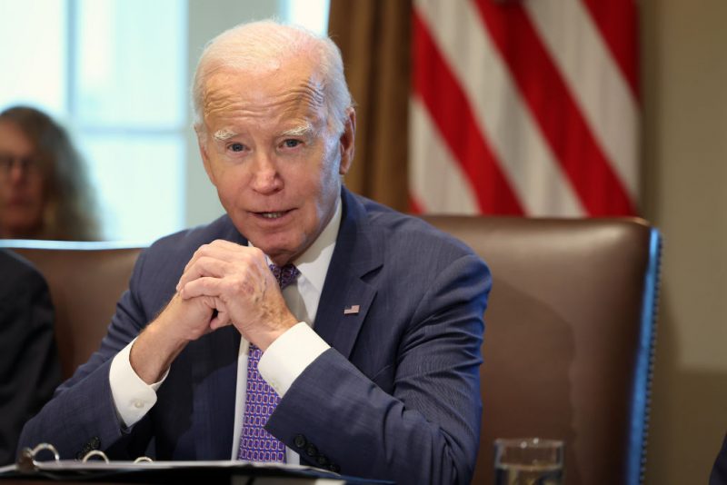 WASHINGTON, DC - OCTOBER 02: U.S. President Joe Biden holds a Cabinet meeting at the White House on October 02, 2023 in Washington, DC. Biden held the meeting to discuss economic legislation, artificial intelligence, and gun violence. (Photo by Kevin Dietsch/Getty Images)