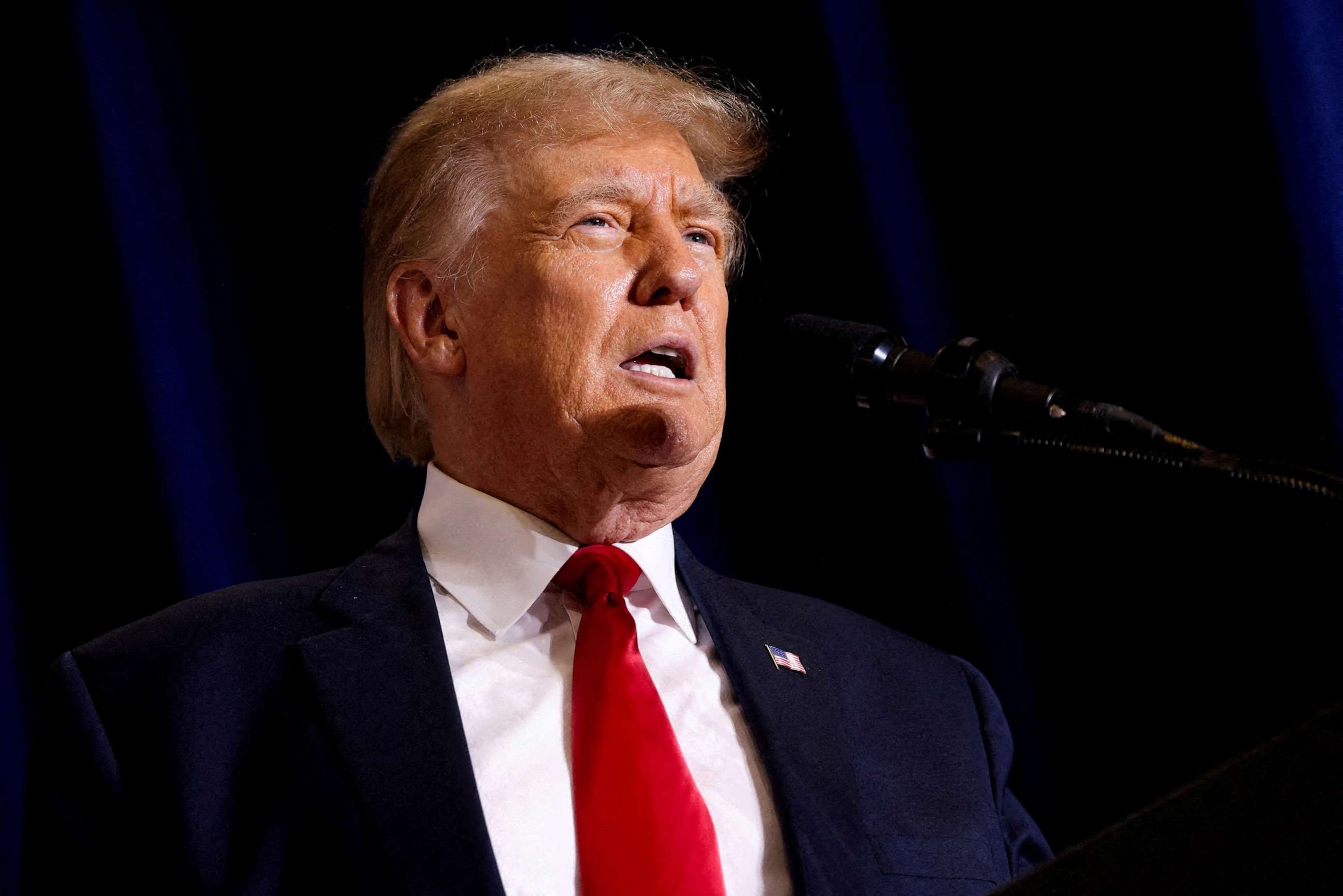 PHOTO: Former President and Republican presidential candidate Donald Trump speaks during a 2024 presidential campaign rally in Dubuque, Iowa, Sept. 20, 2023.