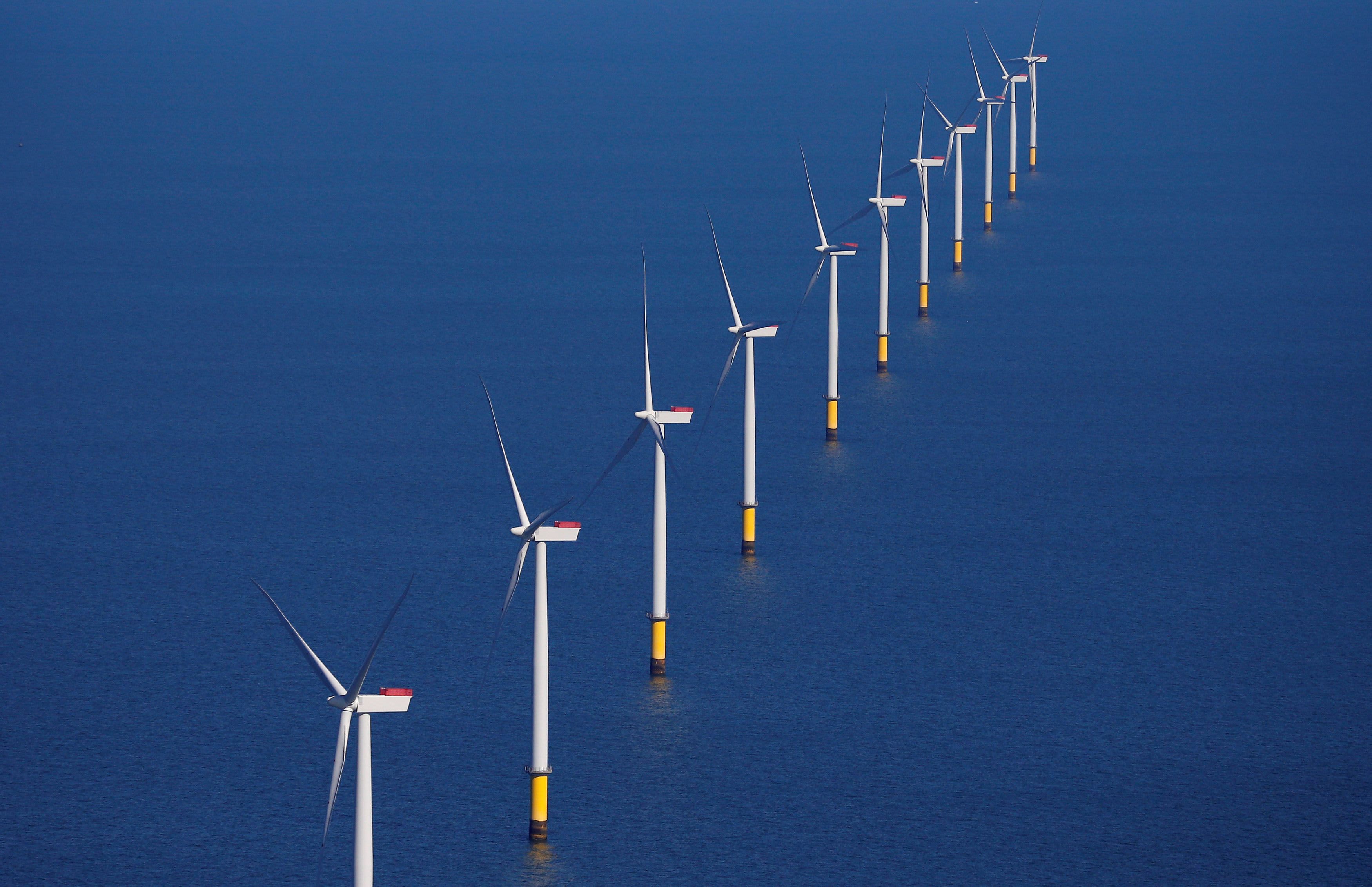 General view of the Walney Extension offshore wind farm operated by Orsted off the coast of Blackpool, Britain September 5, 2018.