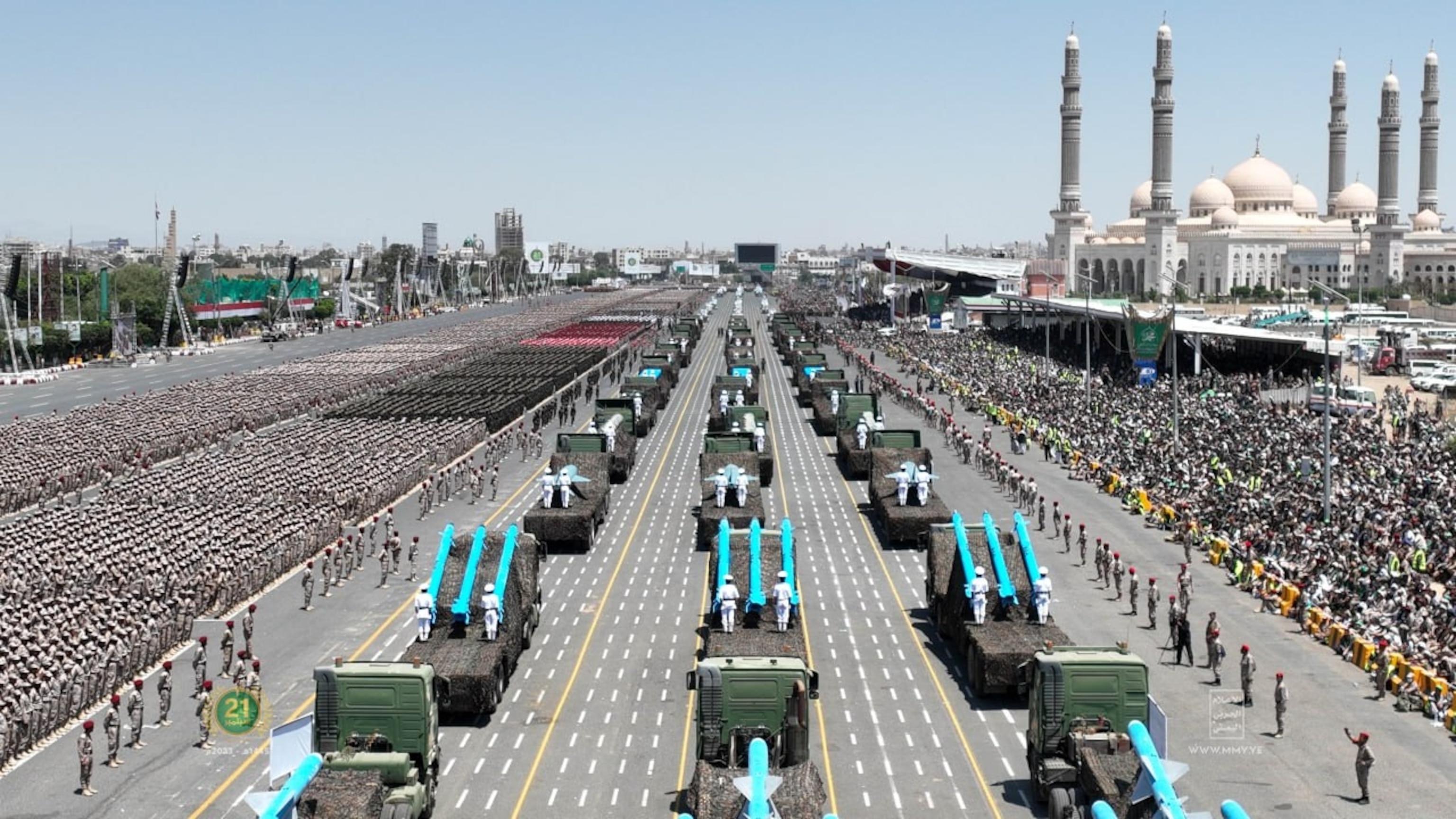 PHOTO: Yemen's Houthi group held a military parade, commemorating the 9th anniversary of their takeover of the capitol, Sept. 21, 2023, in Sana'a, Yemen.