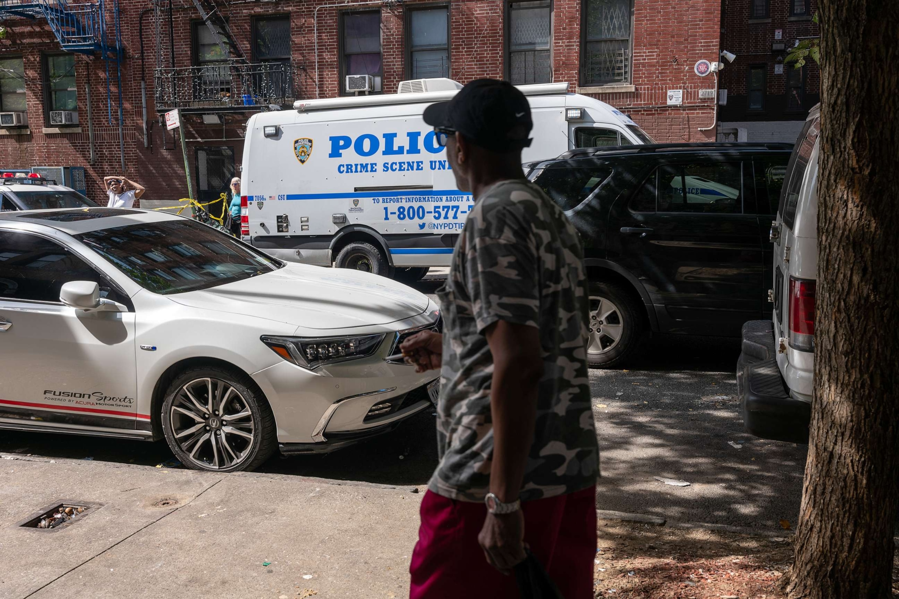 PHOTO: Police and crime scene investigators work at a Bronx day care center, Sept. 21, 2023, in New York City, after a 1-year-old child died and three other children were injured from alleged exposure to the drug fentanyl.