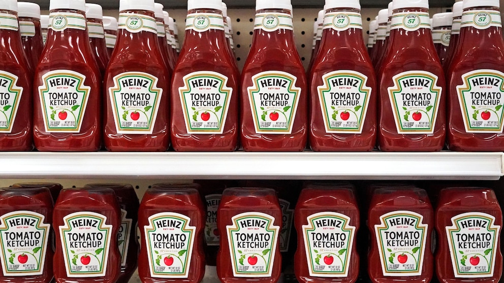 File - Heinz ketchup is displayed in a Target store in Upper Saint Clair, Pa., on Friday, July 7, 2023. On Wednesday, the Labor Department releases producer prices data for September. (AP Photo/Gene J. Puskar, File)