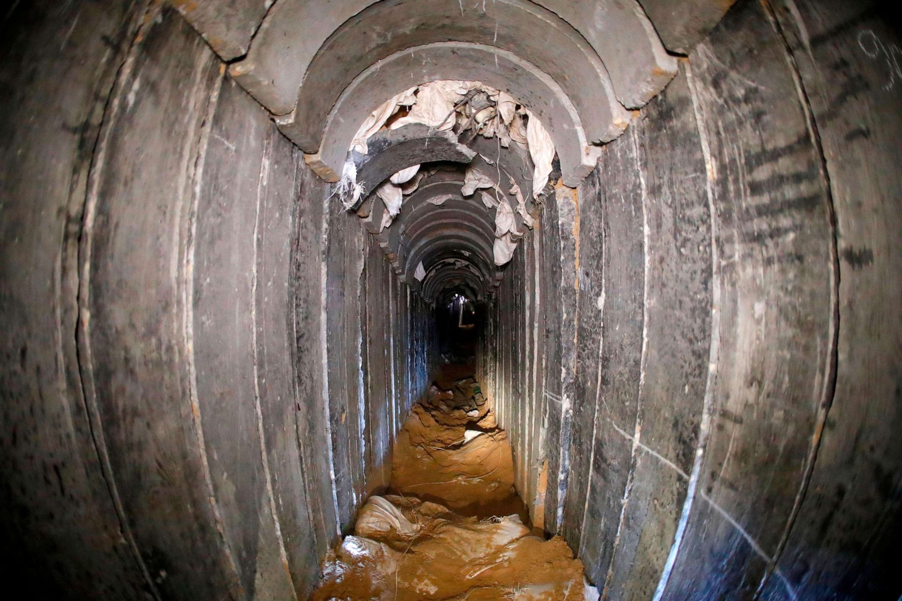 PHOTO: A tunnel that Israel says was dug by the Islamic Jihad group leading from the Gaza Strip into Israel, near southern Israeli kibbutz of Kissufim, Jan. 18, 2018.