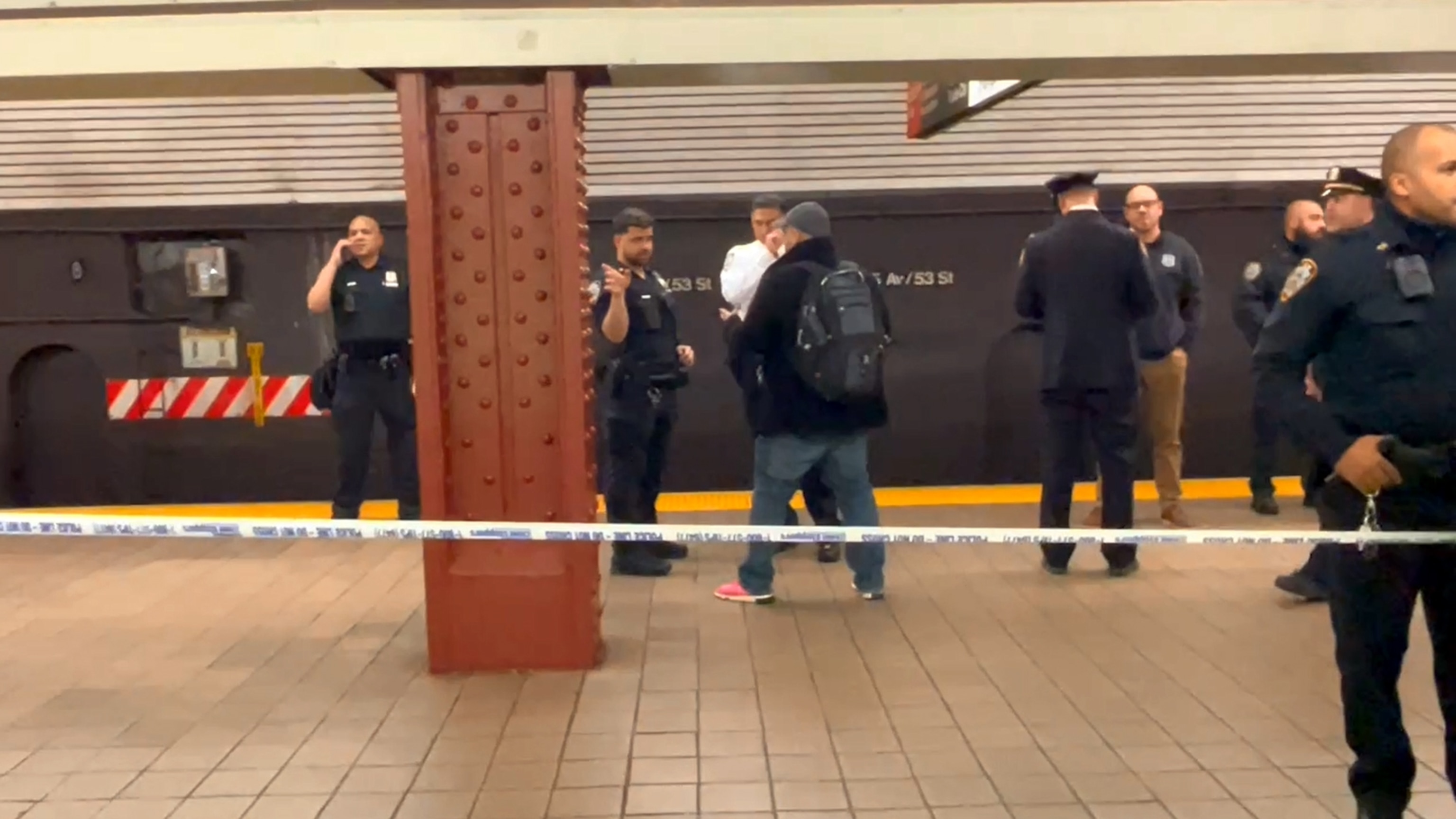 PHOTO: Police respond to the Fifth Avenue and 53rd Street station in Manhattan, Oct. 18, 2023.