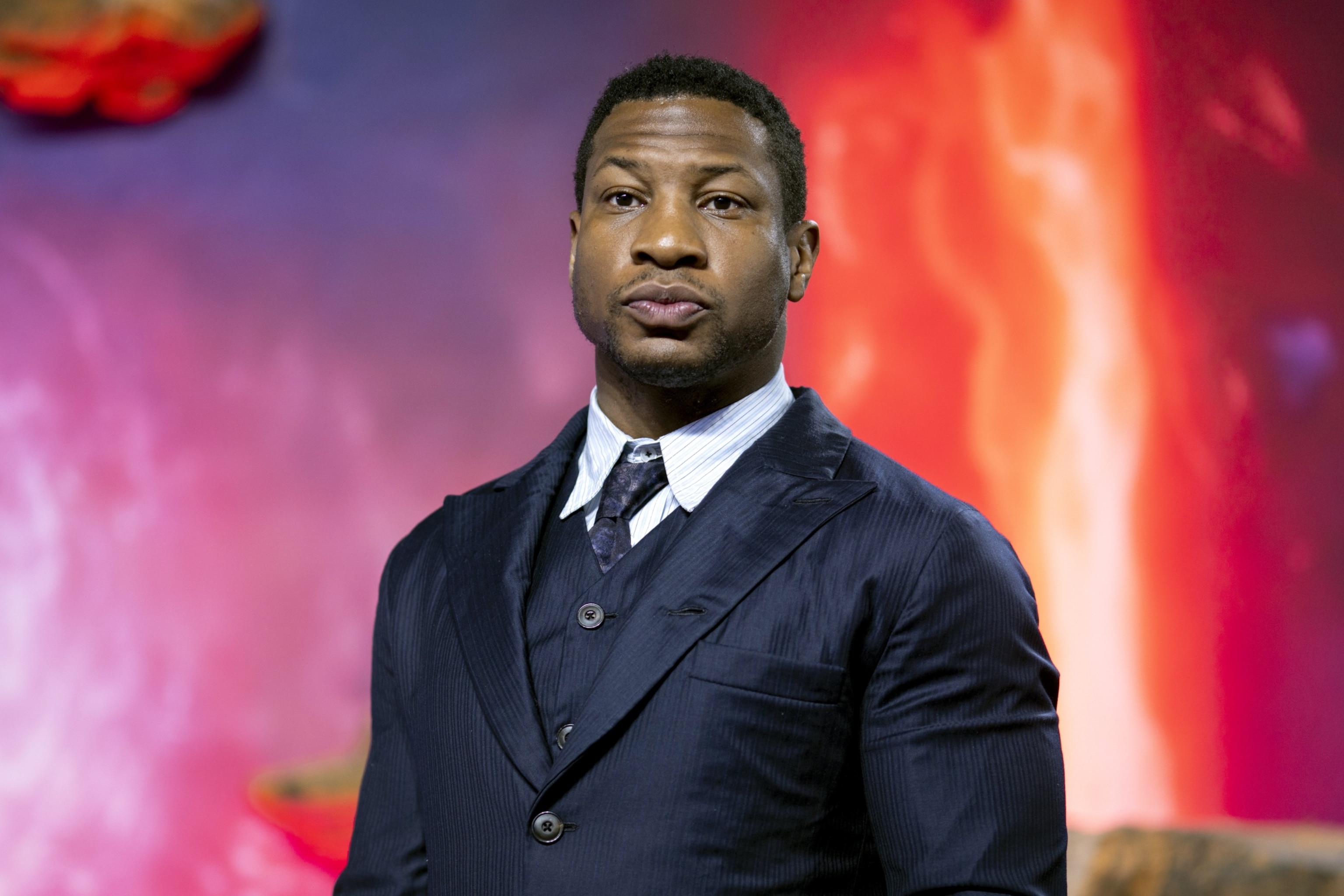 PHOTO: Jonathan Majors at the UK Gala screening of Ant Man and the Wasp: Quantumania at the BFI IMAX Waterloo in London, Feb. 16, 2023.