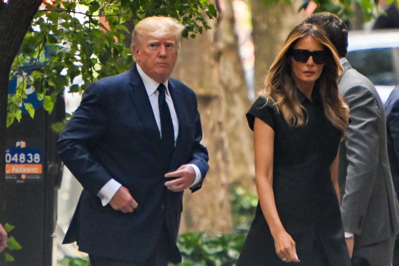 NEW YORK, NEW YORK - JULY 20: U.S. former President Donald J. Trump arrives for the funeral of Ivana Trump at St. Vincent Ferrer Roman Catholic Church July 20, 2022 in New York City. Trump, the first wife of former U.S. President Donald Trump, died at the age of 73 after a fall down the stairs of her Manhattan home. (Photo by Alexi J. Rosenfeld/Getty Images)