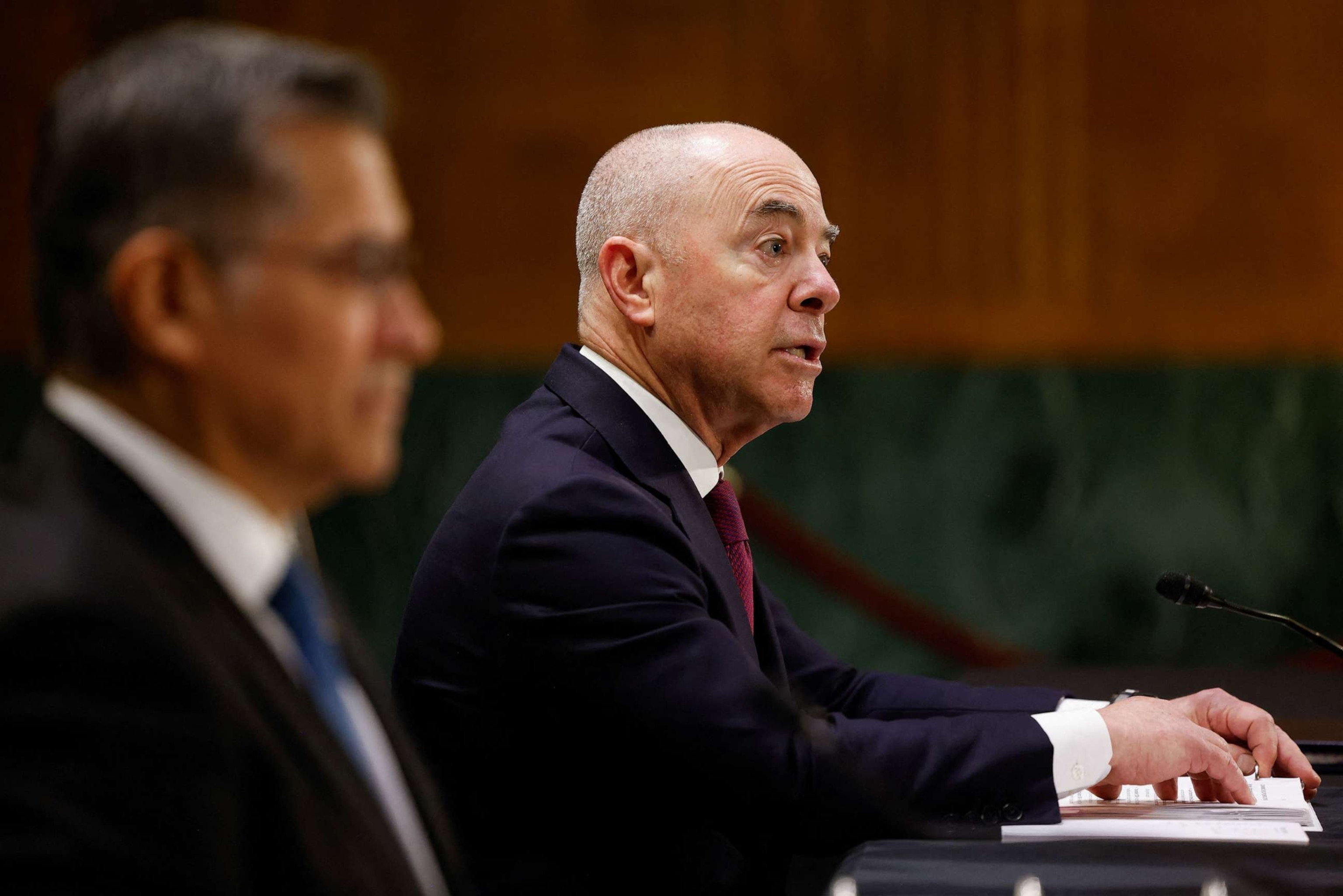 PHOTO: Homeland Security Secretary Alejandro Mayorkas testifies before the Senate Appropriations committee on Capitol Hill in Washington, Nov. 8, 2023.