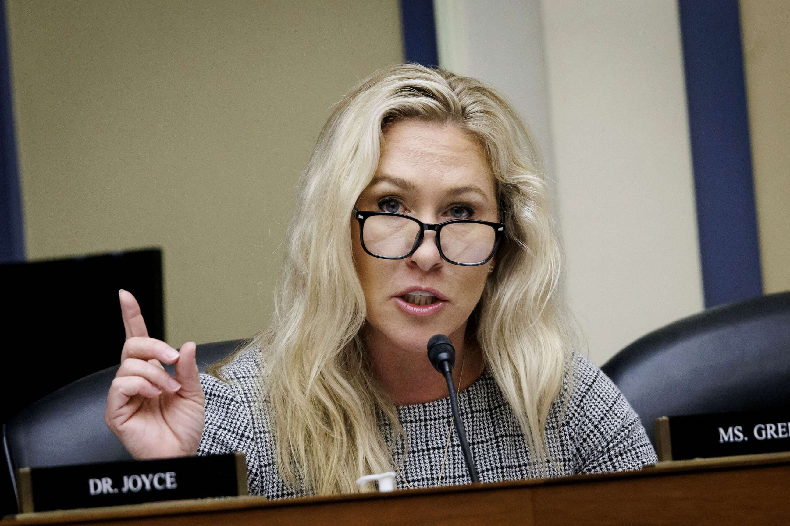 PHOTO: FILE - Representative Marjorie Taylor Greene during a House Select Subcommittee in Washington, DC, March 8, 2023.