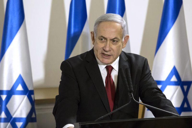 TEL AVIV, ISRAEL - NOVEMBER 12: Israeli Prime Minister Benjamin Netanyahu makes a statement following latest development on November 12, 2019 in Tel Aviv, Israel. The IDF have announced they have killed the senior commander of the militant group Palestinian Islamic Jihad, Baha Abu Al-Ata in Gaza. (Photo by Amir Levy/Getty Images)