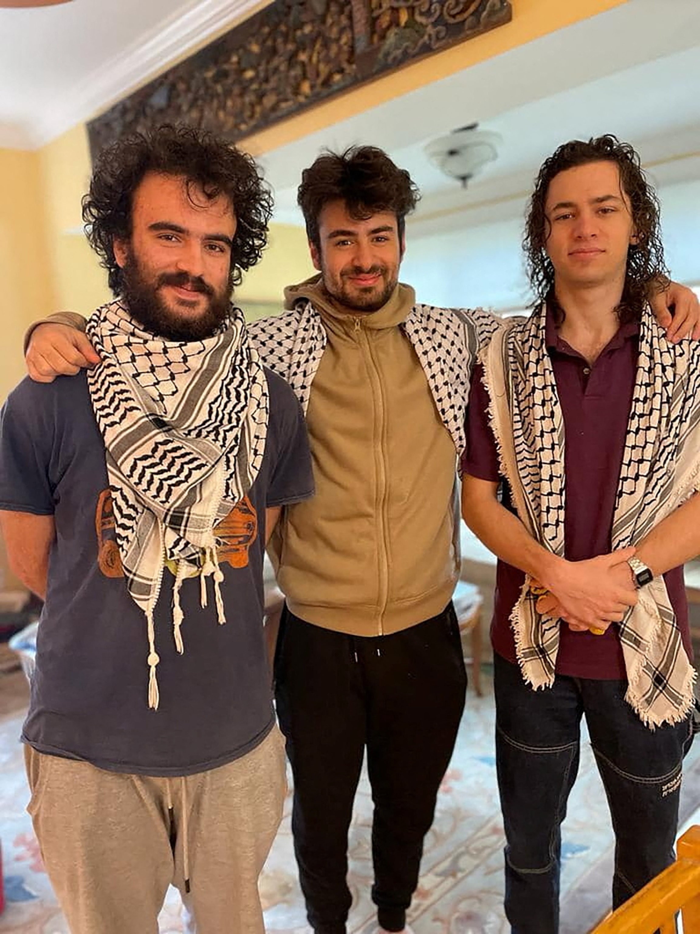 PHOTO: Hisham Awartani, Kinnan Abdel Hamid and Tahseen Ahmed, three college students of Palestinian descent who were shot near the University of Vermont in Burlington on Nov. 25, 2023.