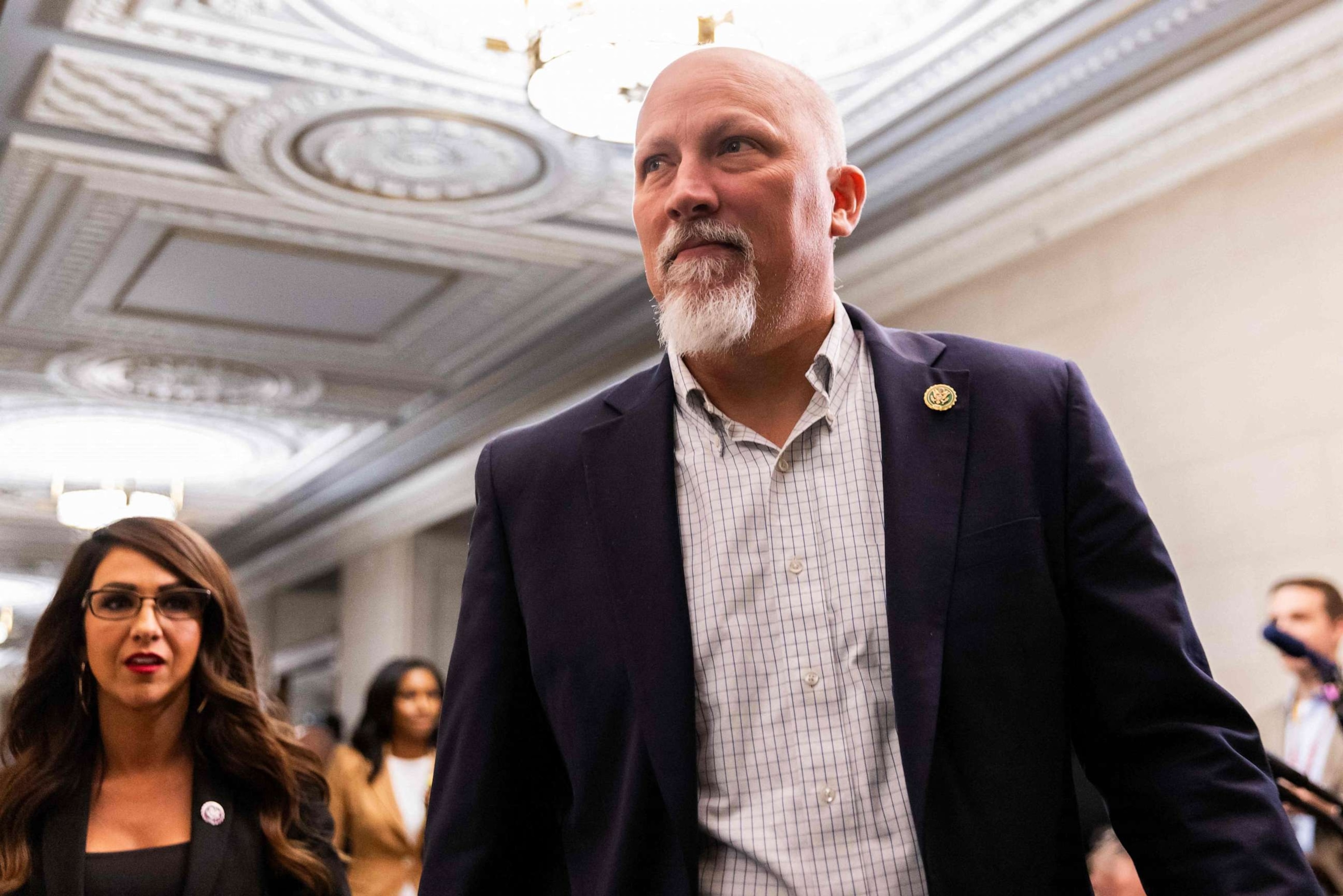 PHOTO: Representative Chip Roy, Republican of Texas, arrives to a Republican caucus meeting at the Longworth House Office Building on Capitol Hill in Washington, DC, on Oct. 13, 2023.