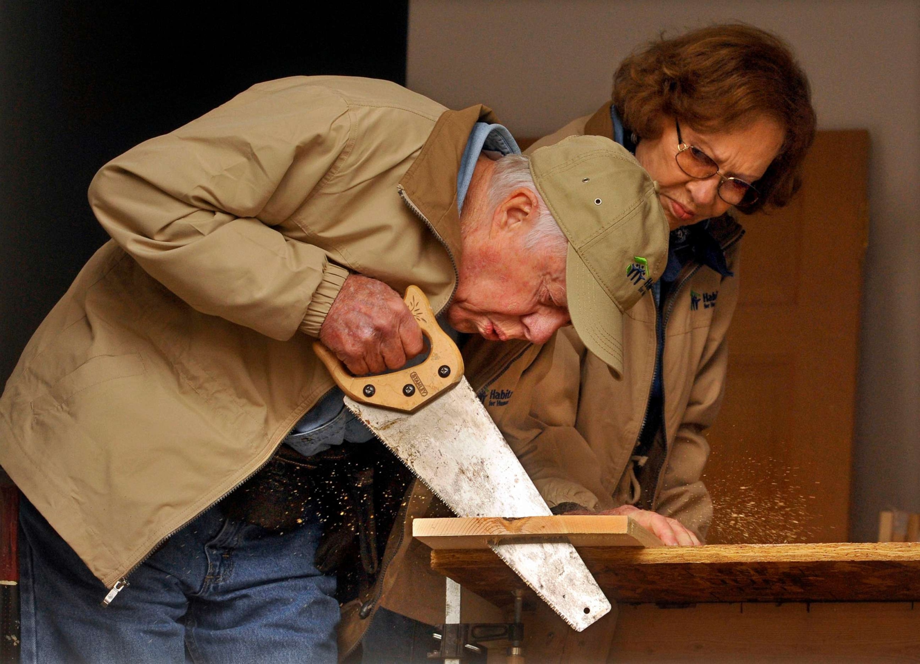 PHOTO: FILE - About 300 volunteers, including former President Jimmy Carter, and wife, Rosalynn, worked on houses in Baltimore, Maryland and Annapolis, Oct. 5, 2010, as part of a weeklong nationwide project with Habitat for Humanity.