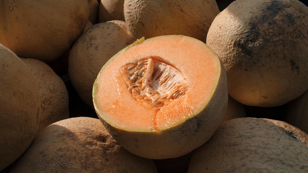 FILE - Cantaloupes are displayed for sale in Virginia on Saturday, July 28, 2017. On Friday, Nov. 17, 2023, the U.S. Centers for Disease Control and Prevention is warning consumers not to eat certain whole and cut cantaloupes and pre-cut fruit products linked to an outbreak of salmonella poisoning. At least 43 people in 15 states have been infected in the outbreak announced Friday, including 17 people who were hospitalized. Several brands of whole and pre-cut cantaloupes and pre-cut fruit have been recalled. They include Malichita brand whole cantaloupe, Vinyard brand pre-cut cantaloupe and ALDI whole cantaloupe and pre-cut fruit products. (AP Photo/J. Scott Applewhite, File)