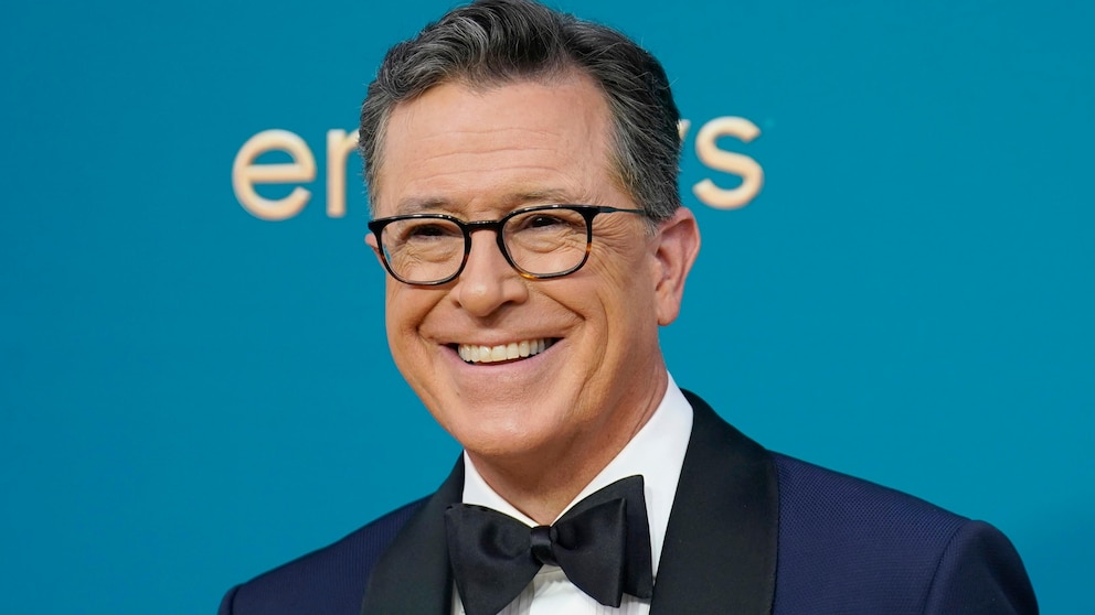 FILE - Late night talk show host Stephen Colbert arrives at the 74th Primetime Emmy Awards in Los Angeles on Sept. 12, 2022. Colbert revealed on social media Monday that he's recovering after surgery, and canceling his planned shows for Tuesday, Wednesday and Thursday. (AP Photo/Jae C. Hong, File)