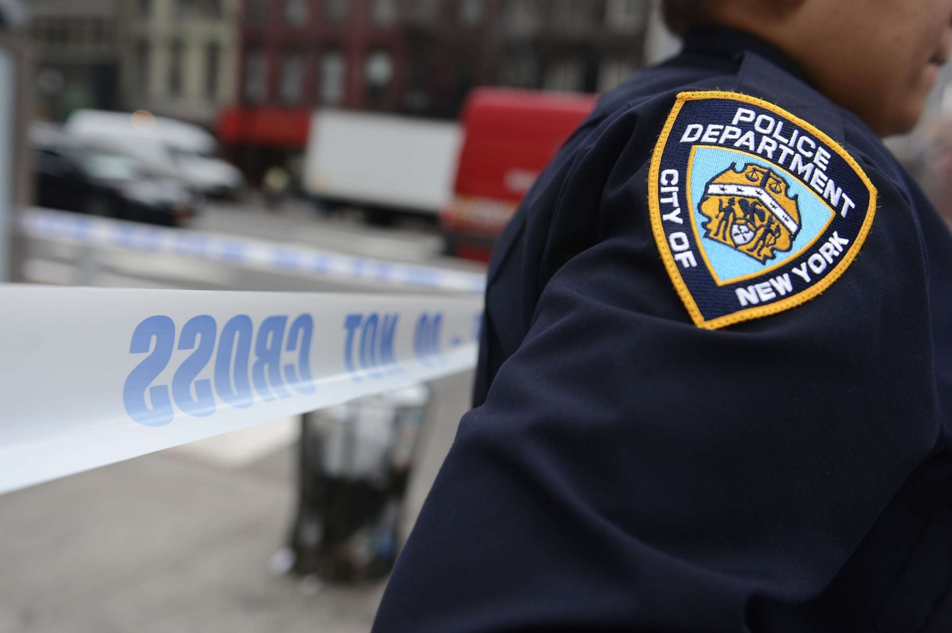 PHOTO: Police officer wearing a New York Police Department badge.