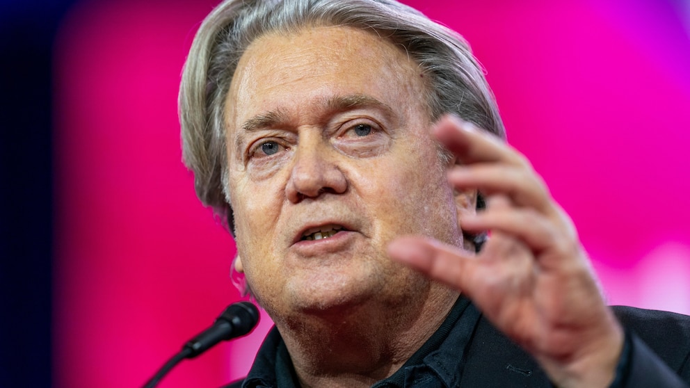 FILE - Steve Bannon speaks at the Conservative Political Action Conference, CPAC 2023, March 3, 2023, at National Harbor in Oxon Hill, Md. Former President Donald Trump's longtime ally has appealed his criminal conviction for defying a subpoena from the House committee investigating the Jan. 6 insurrection at the U.S. Capitol. (AP Photo/Alex Brandon, File)