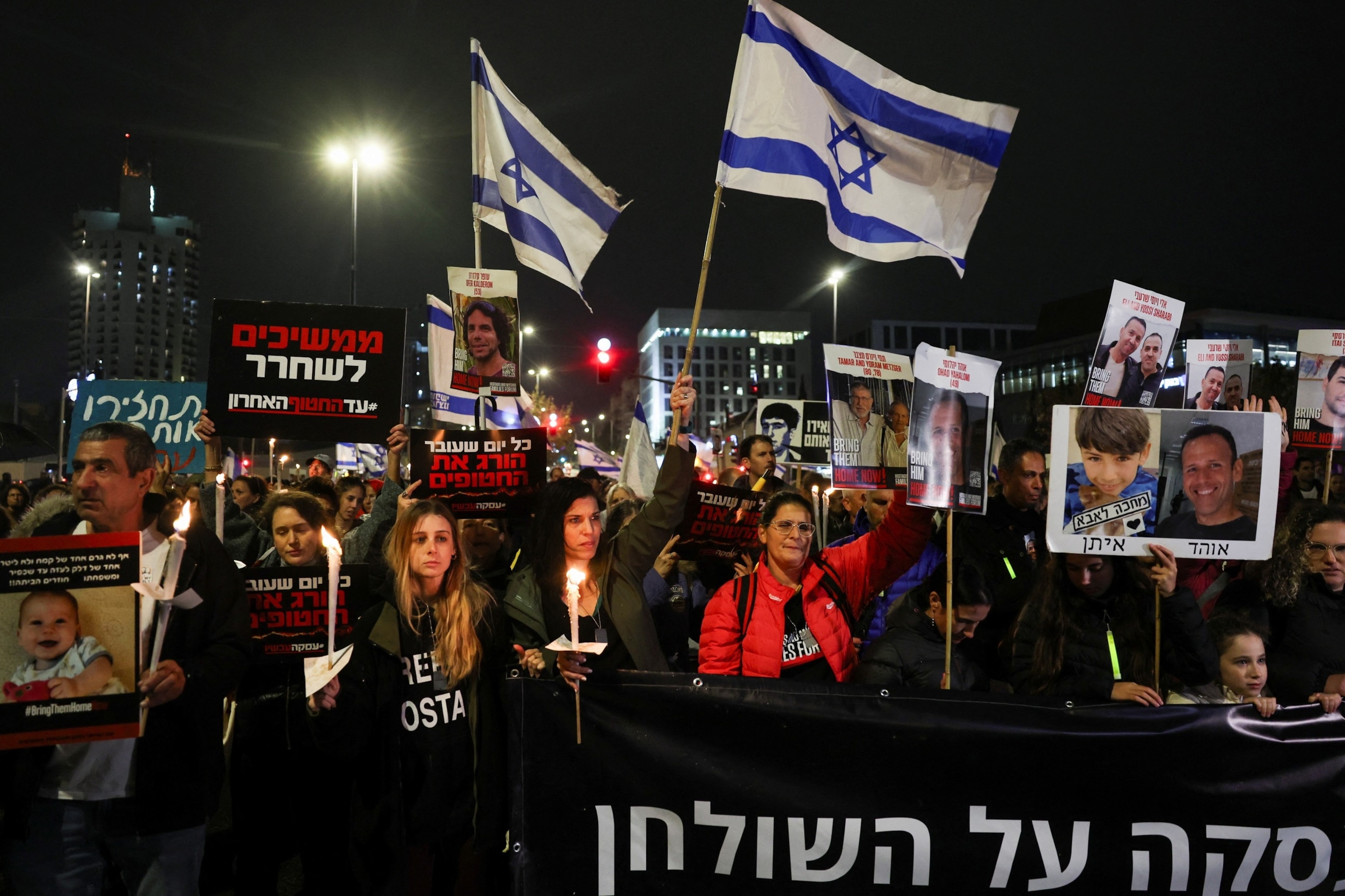 PHOTO: People attend a rally calling for the release of hostages kidnapped on the deadly October 7 attack by Palestinian Islamist group Hamas, amid the ongoing conflict between Israel and the Palestinian Islamist group Hamas, in Jerusalem, Dec. 12, 2023. 