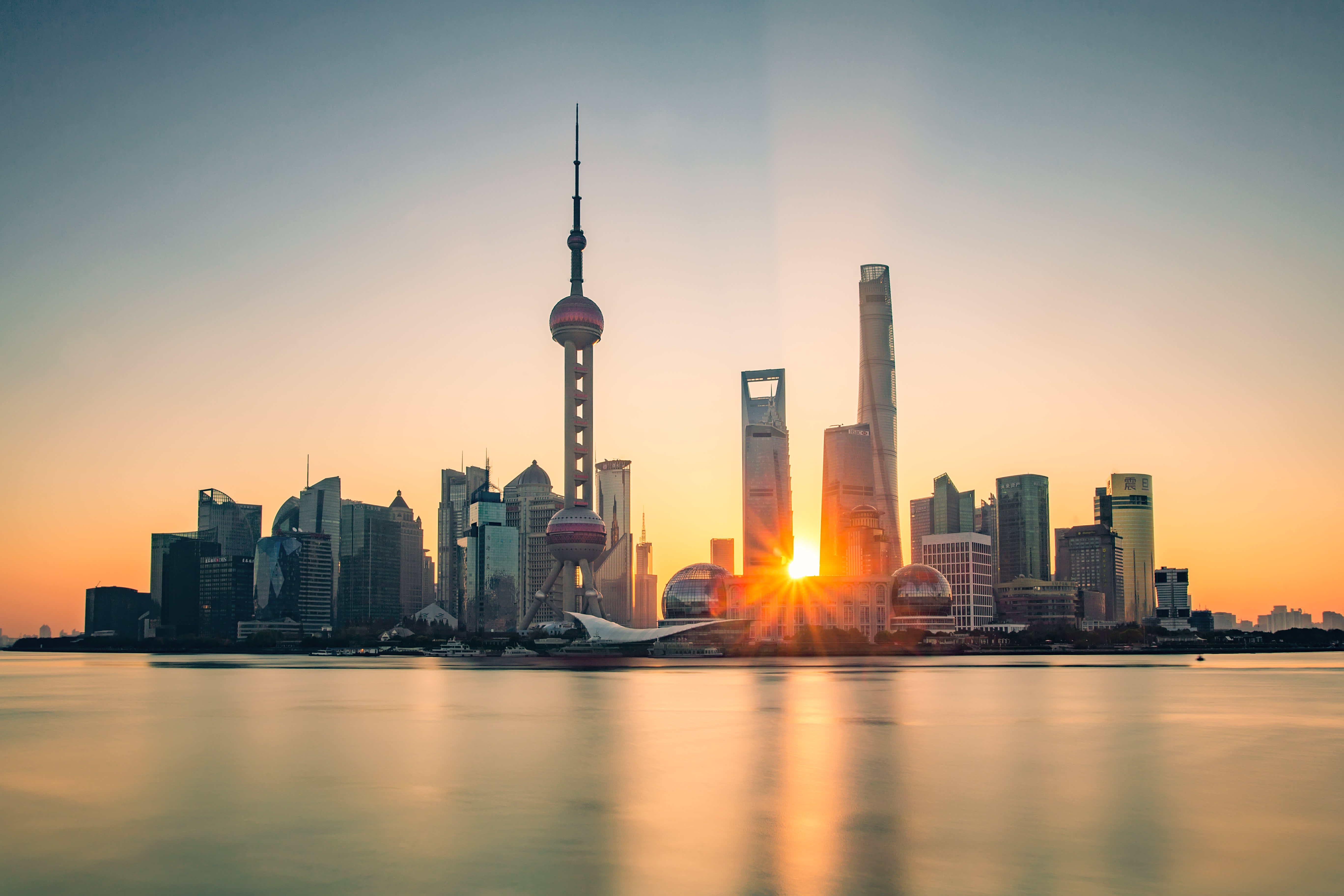 Shanghai Pudong district at sunrise