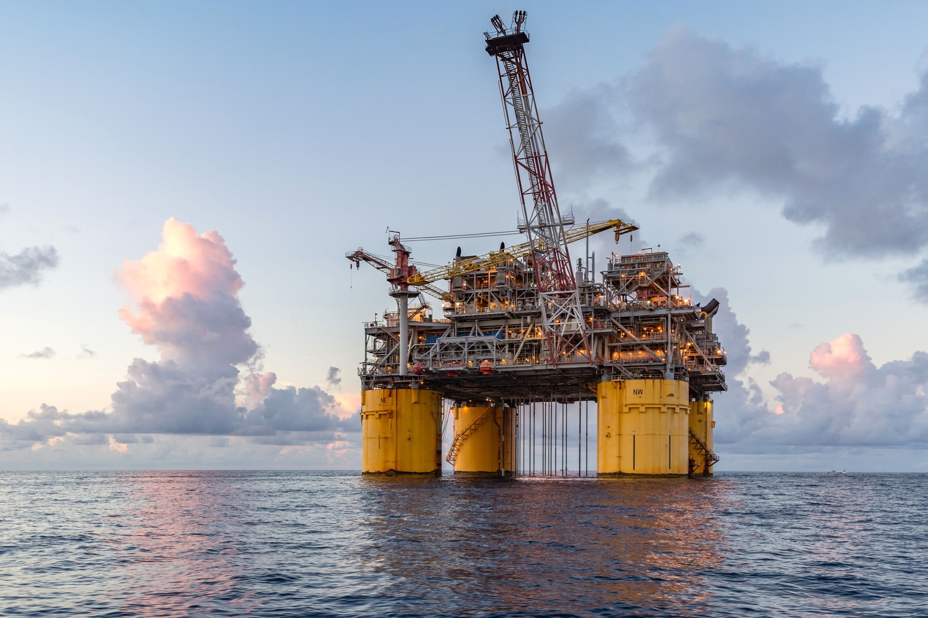 PHOTO: In this Aug. 8, 2020, file photo, an offshore petroleum drilling rig is shown in the Gulf of Mexico.