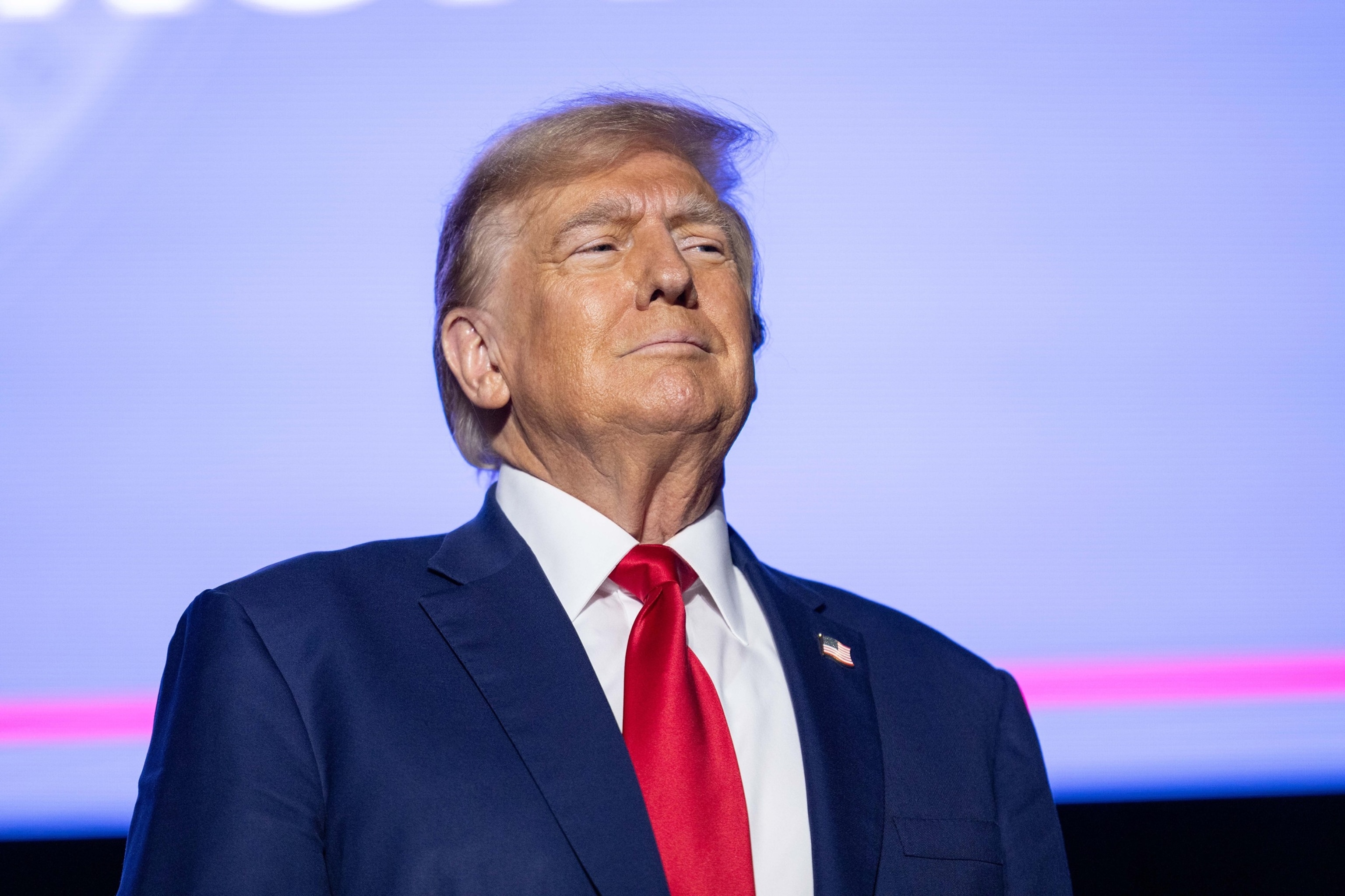 PHOTO: Republican presidential candidate, former President Donald Trump arrives at a campaign event at the Whittemore Center Arena, on Dec. 16, 2023, in Durham, New Hampshire.