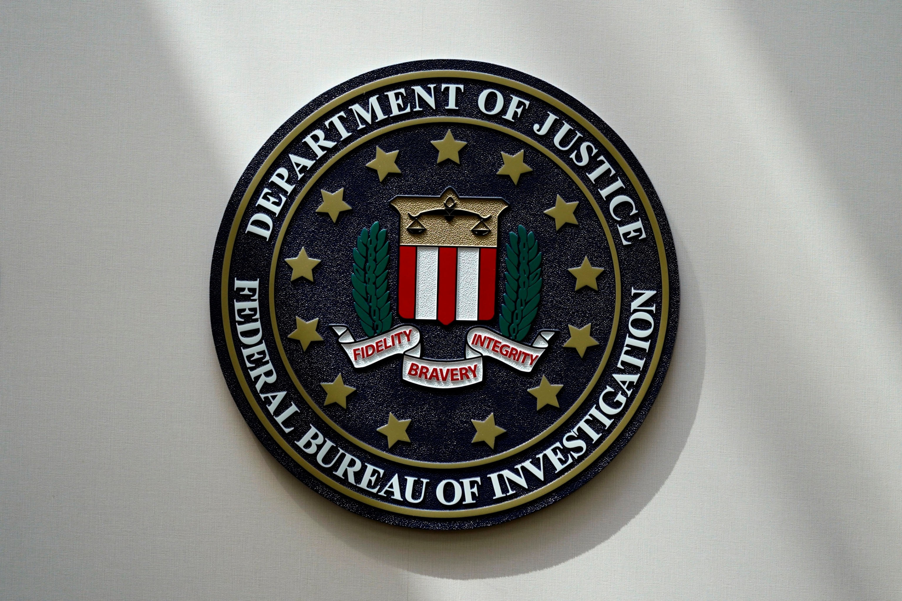 PHOTO: In this file photo, an FBI seal is seen on a wall on Aug. 10, 2022, in Omaha, Neb. 