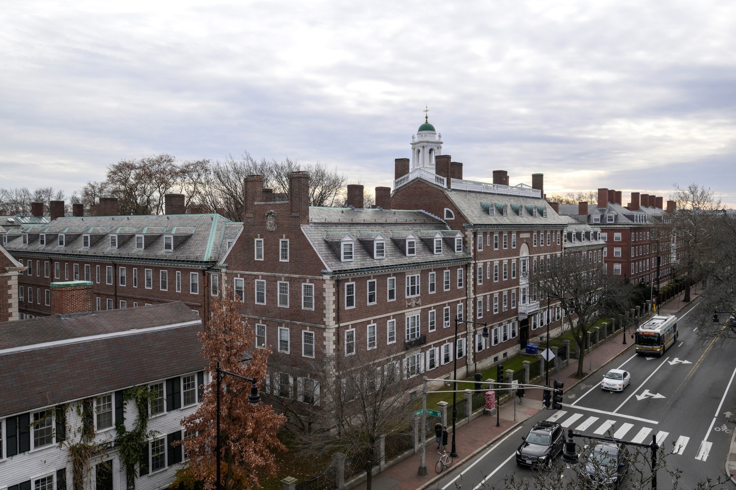 PHOTO: A view of Harvard campus on John F. Kennedy Street at Harvard University is pictured in Cambridge, Mass., Dec. 7, 2023.